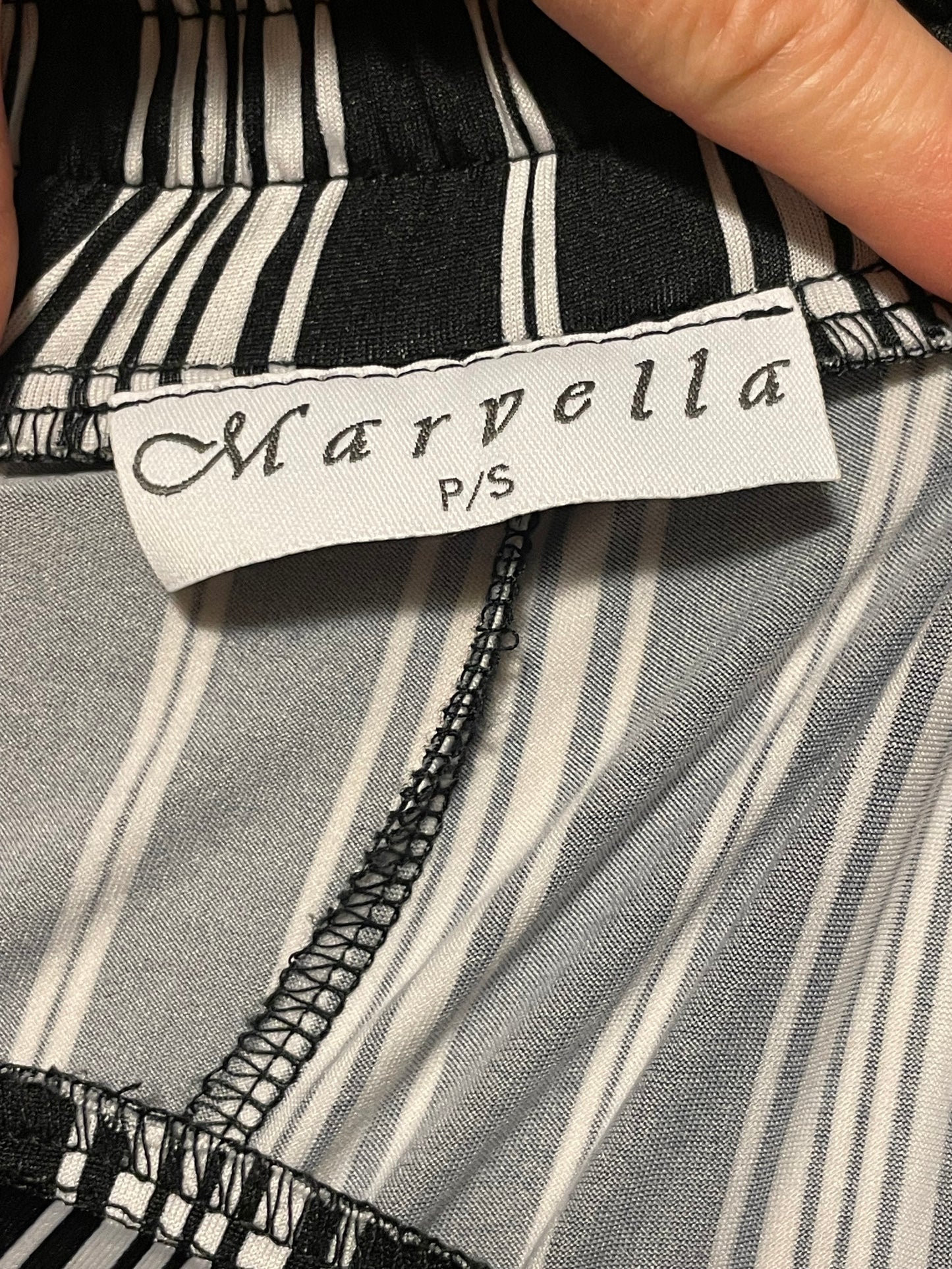 Marvella Black & White Striped Wide-Leg Pants – Size Small/Medium