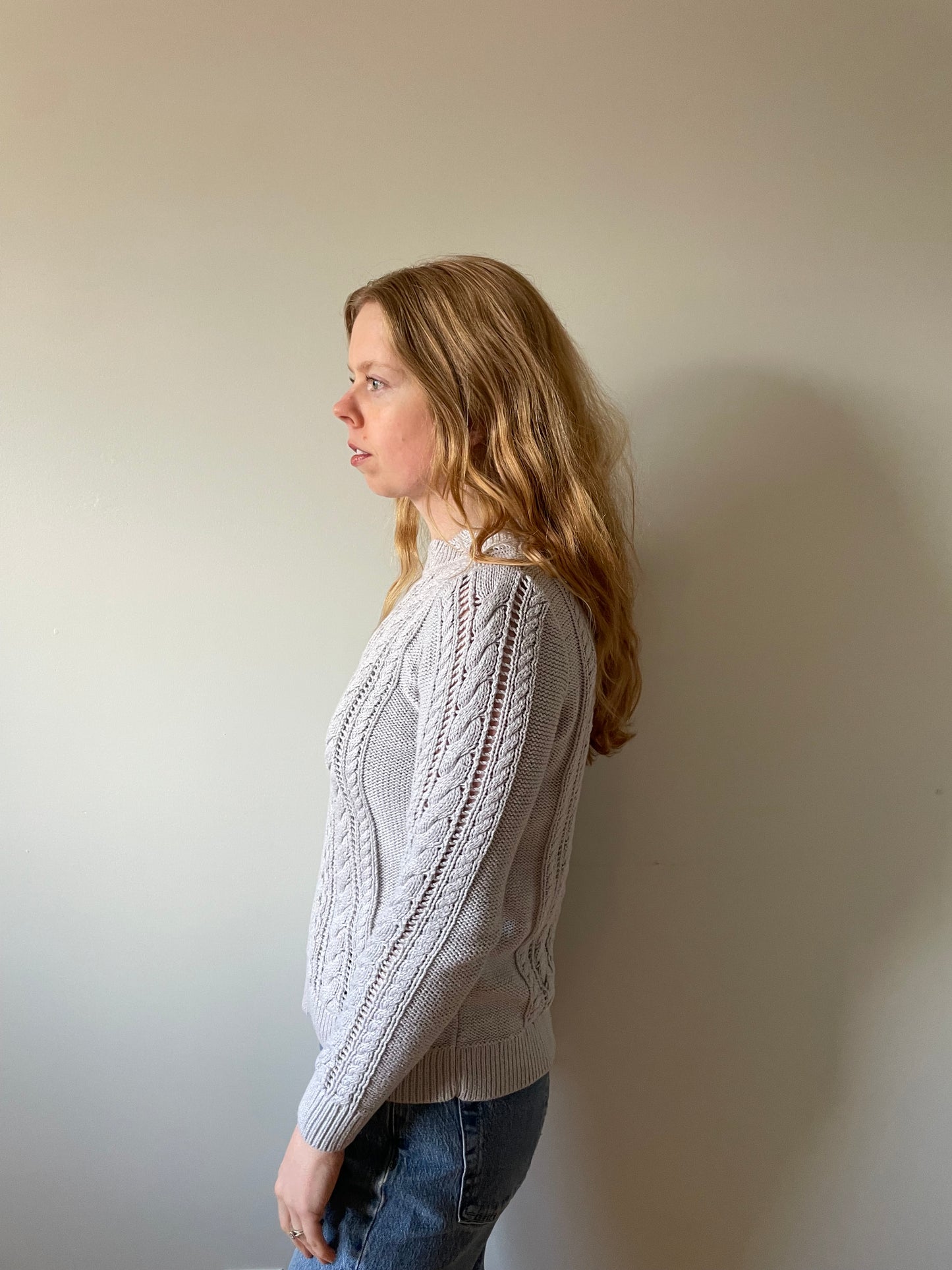 Banana Republic Soft Grey Cable Knit Sweater – Small