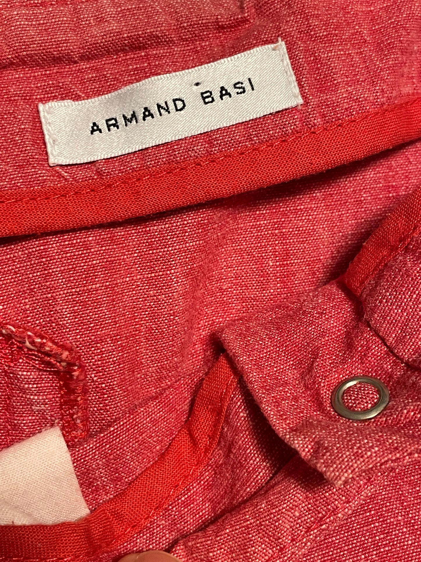 Armand Basi Red Linen Zip Skirt – Made in Spain – Size Medium