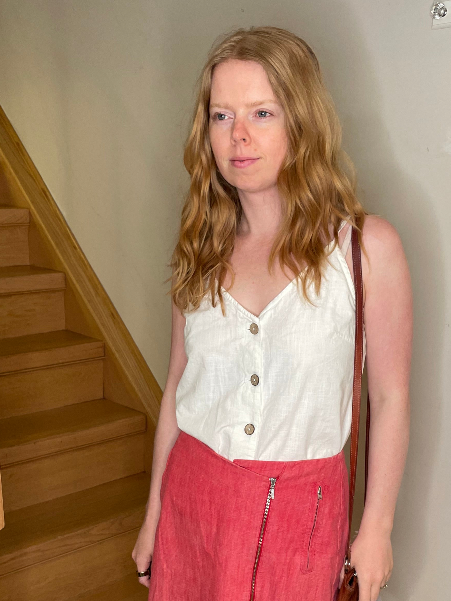 White Airy Sleeveless Button-Front Top – S/M