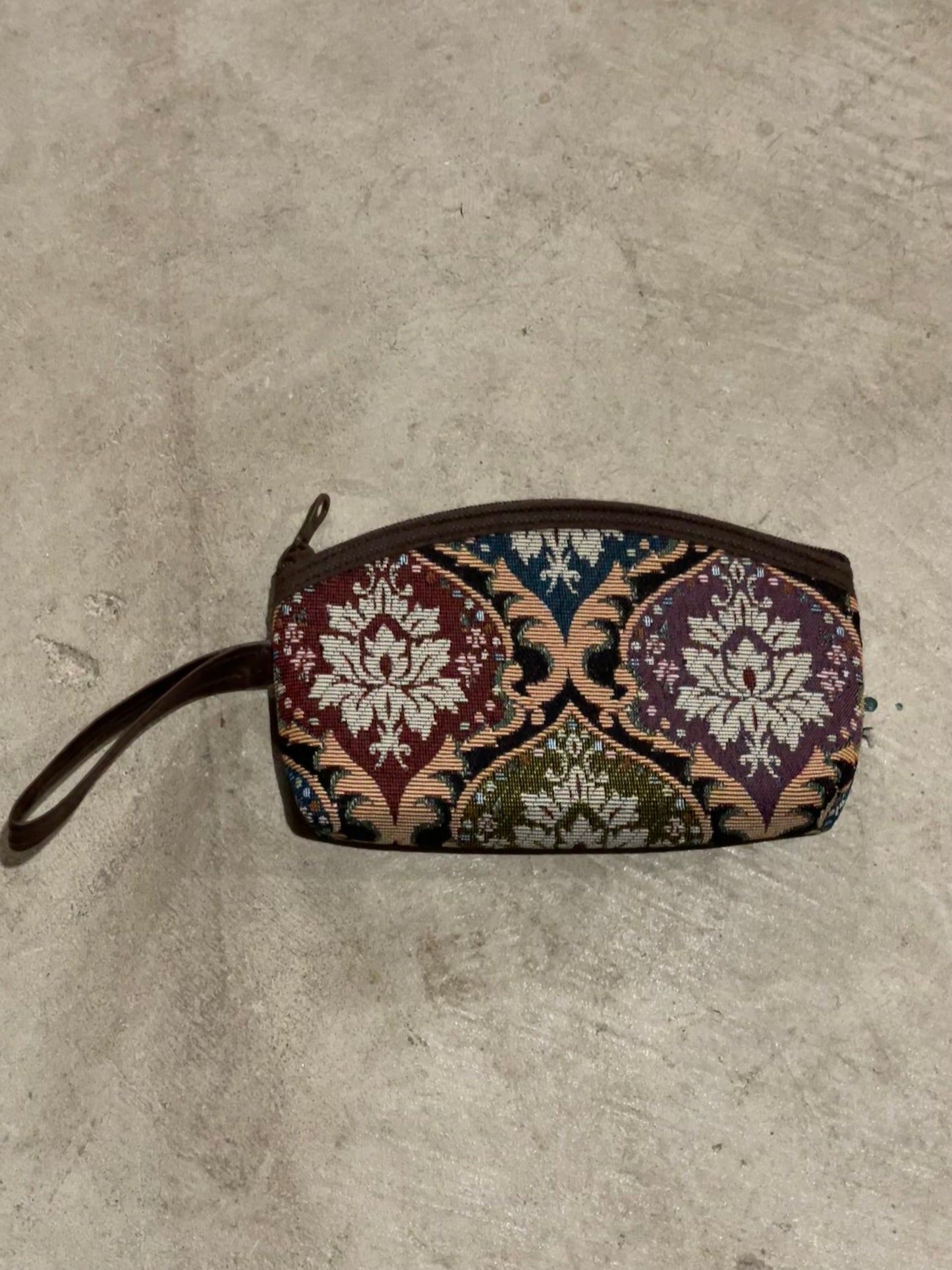 Vintage Floral Tapestry Wristlet Pouch