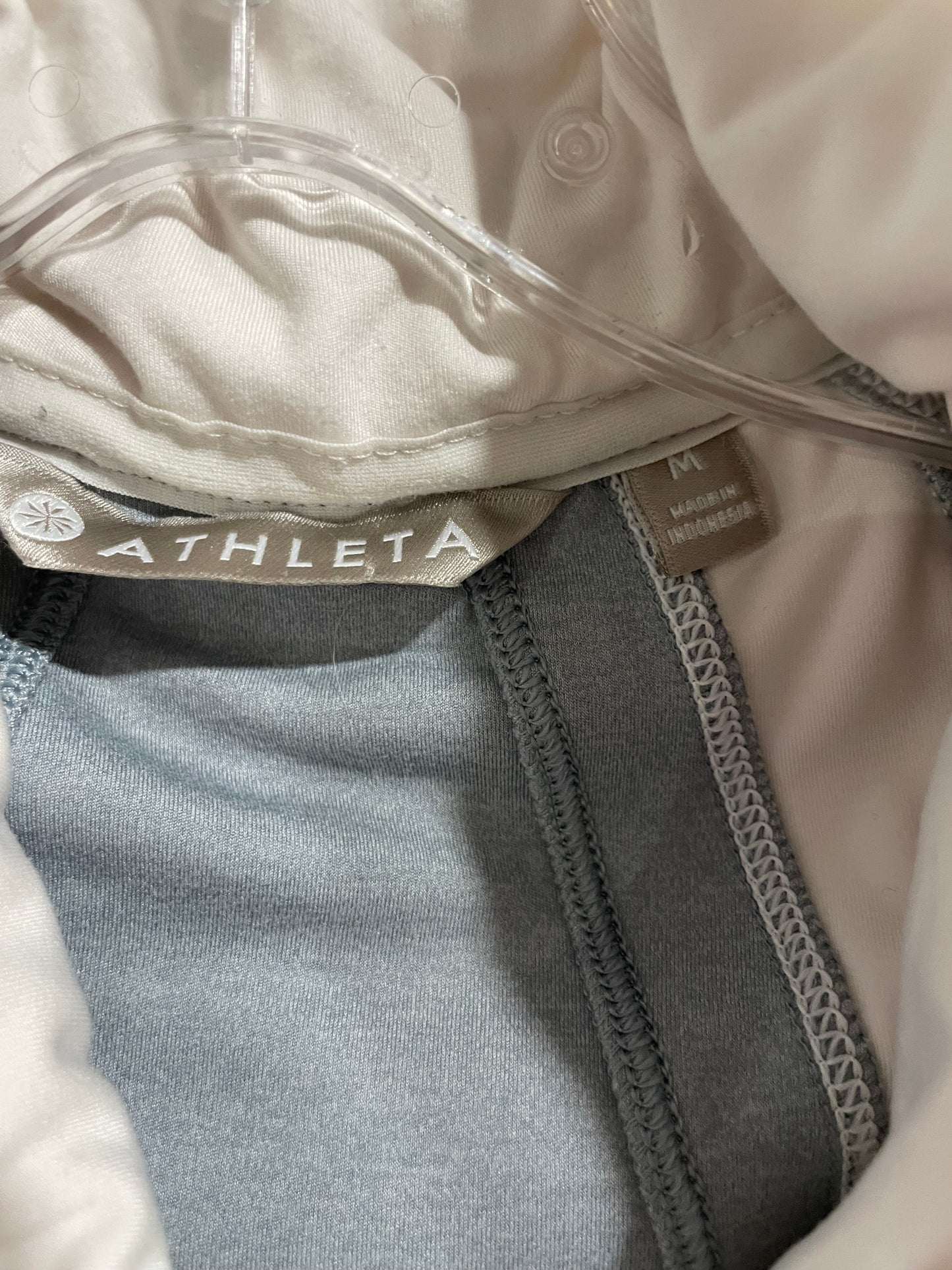 Athleta Cream & Grey Performance Zip-Up Hooded Jacket – Size Medium
