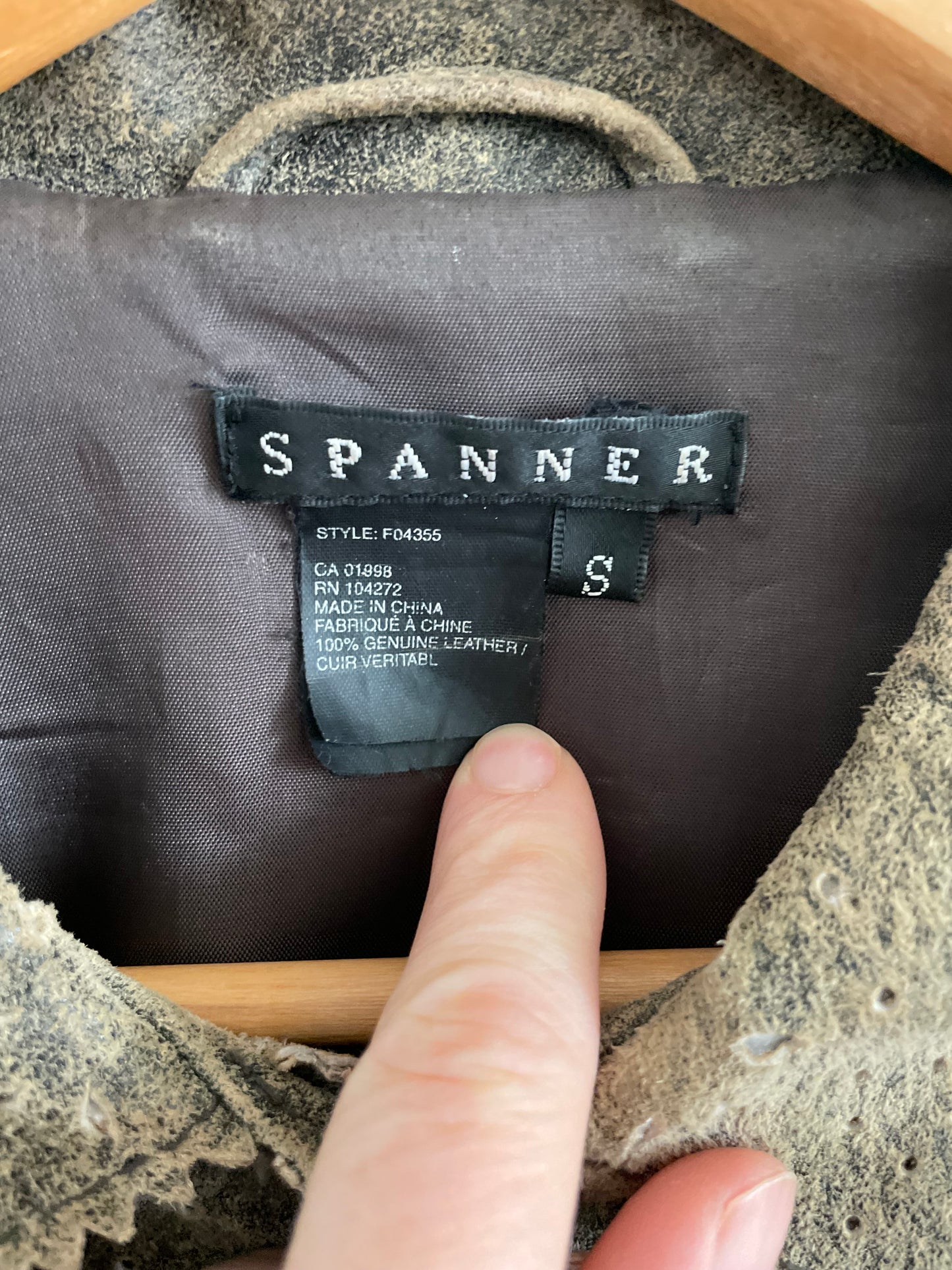 Spanner Taupe Genuine Leather Laser-Cut Jacket — Size Small