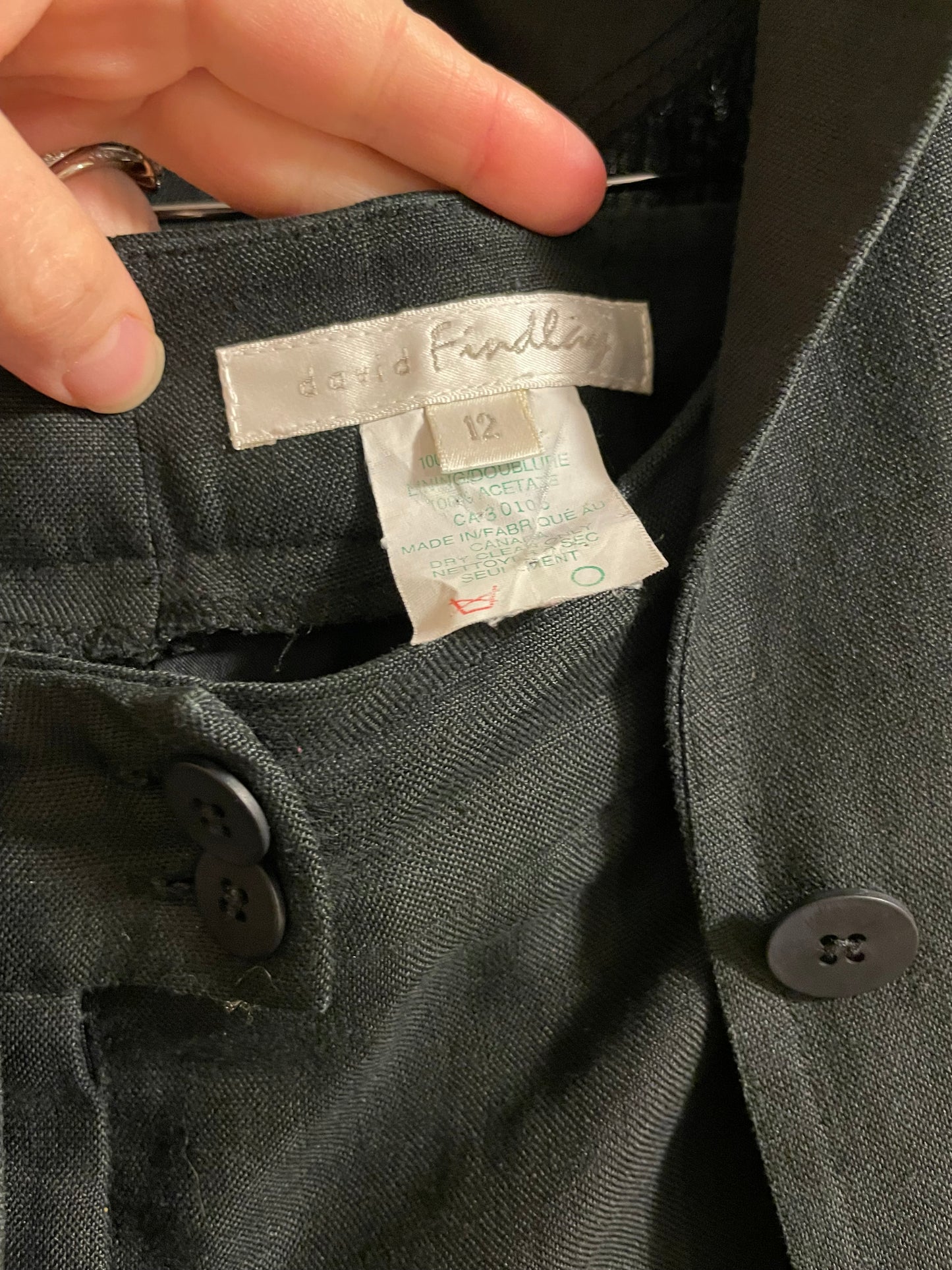 David Findlay 100% Linen Black Wide-Leg Pant Suit – Made in Canada – Size 12