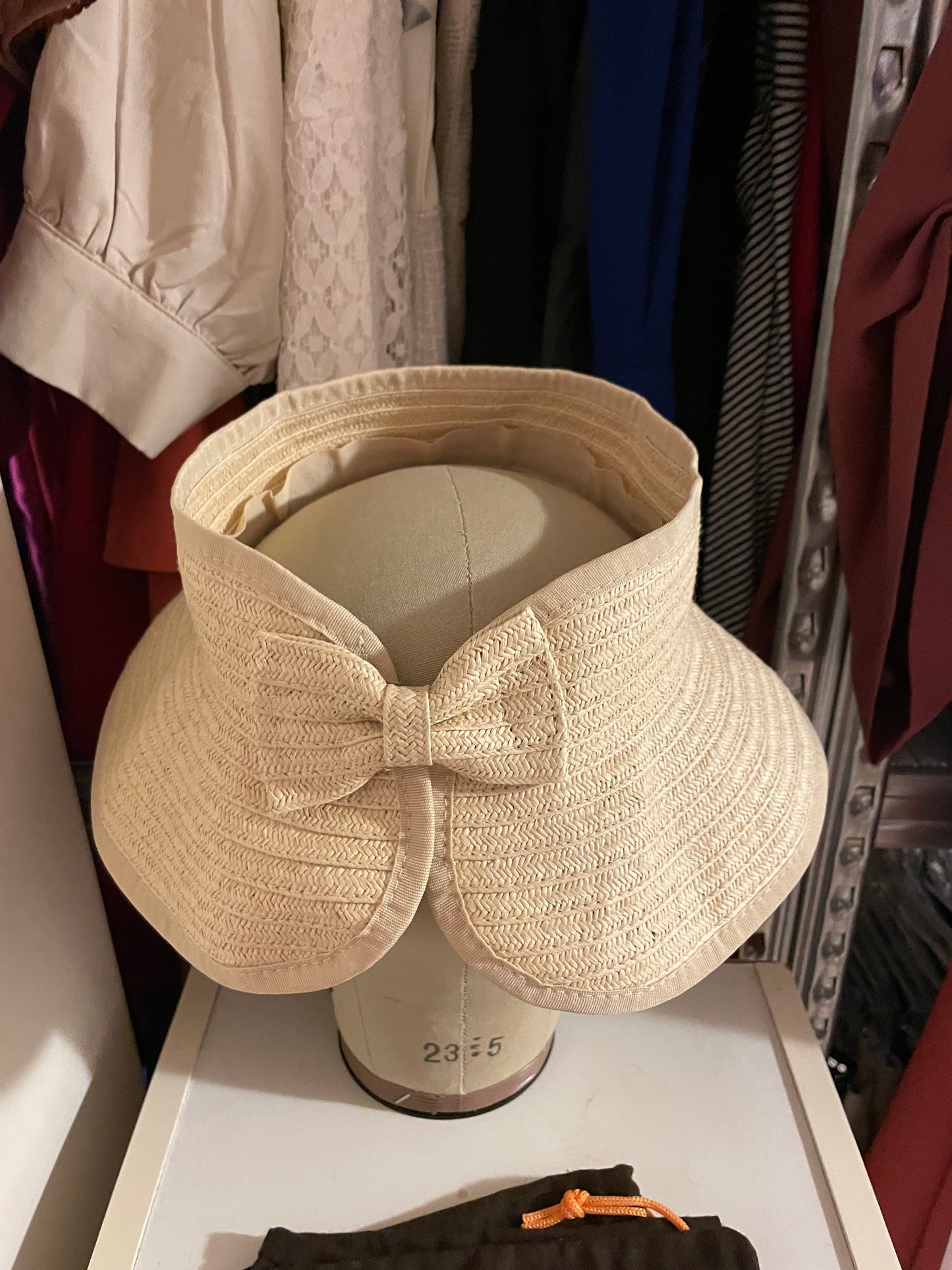 Cream Bow Straw Visor – Small