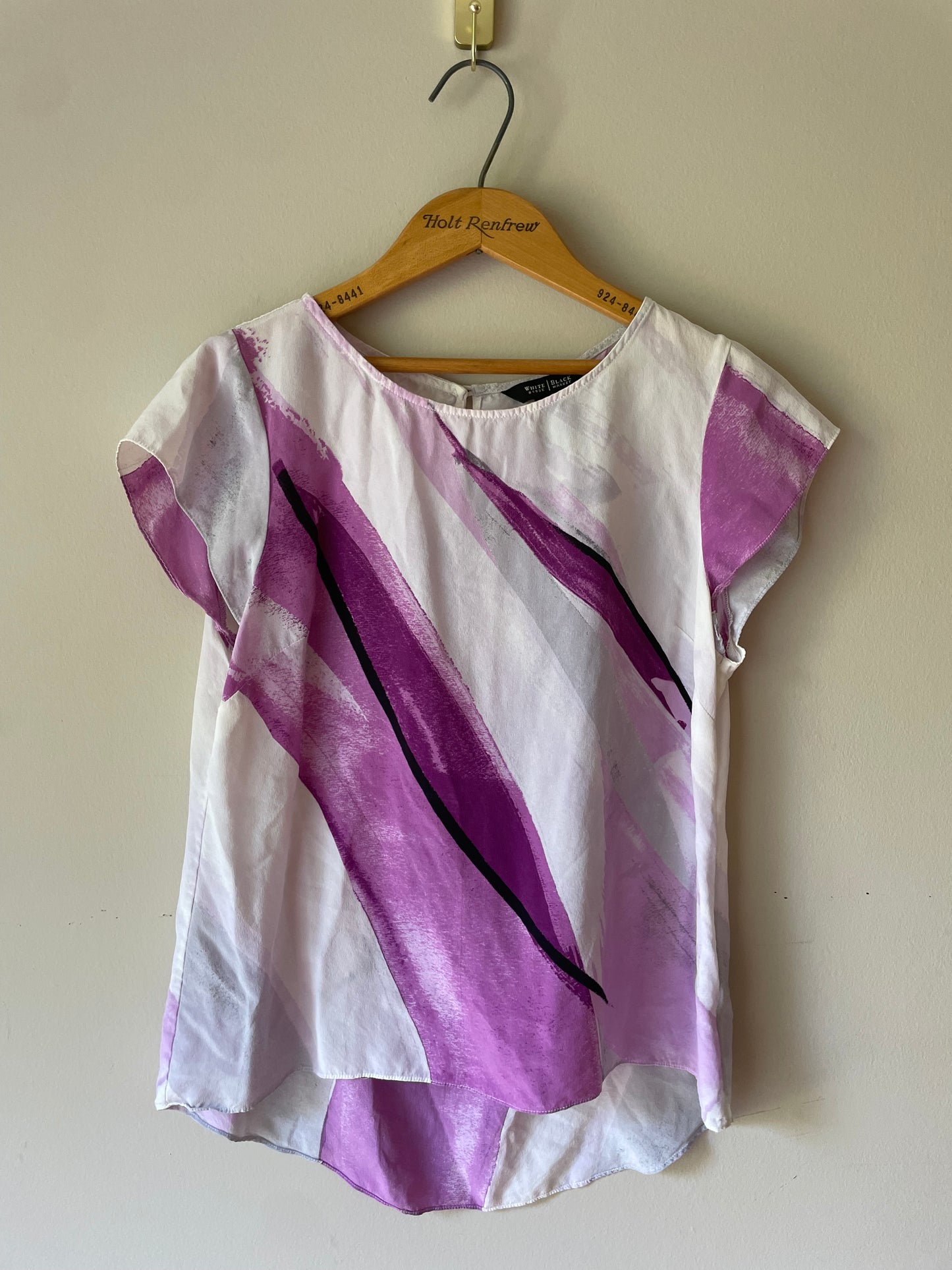 White House Black Market Abstract Brushstroke 100% Silk Blouse – Medium