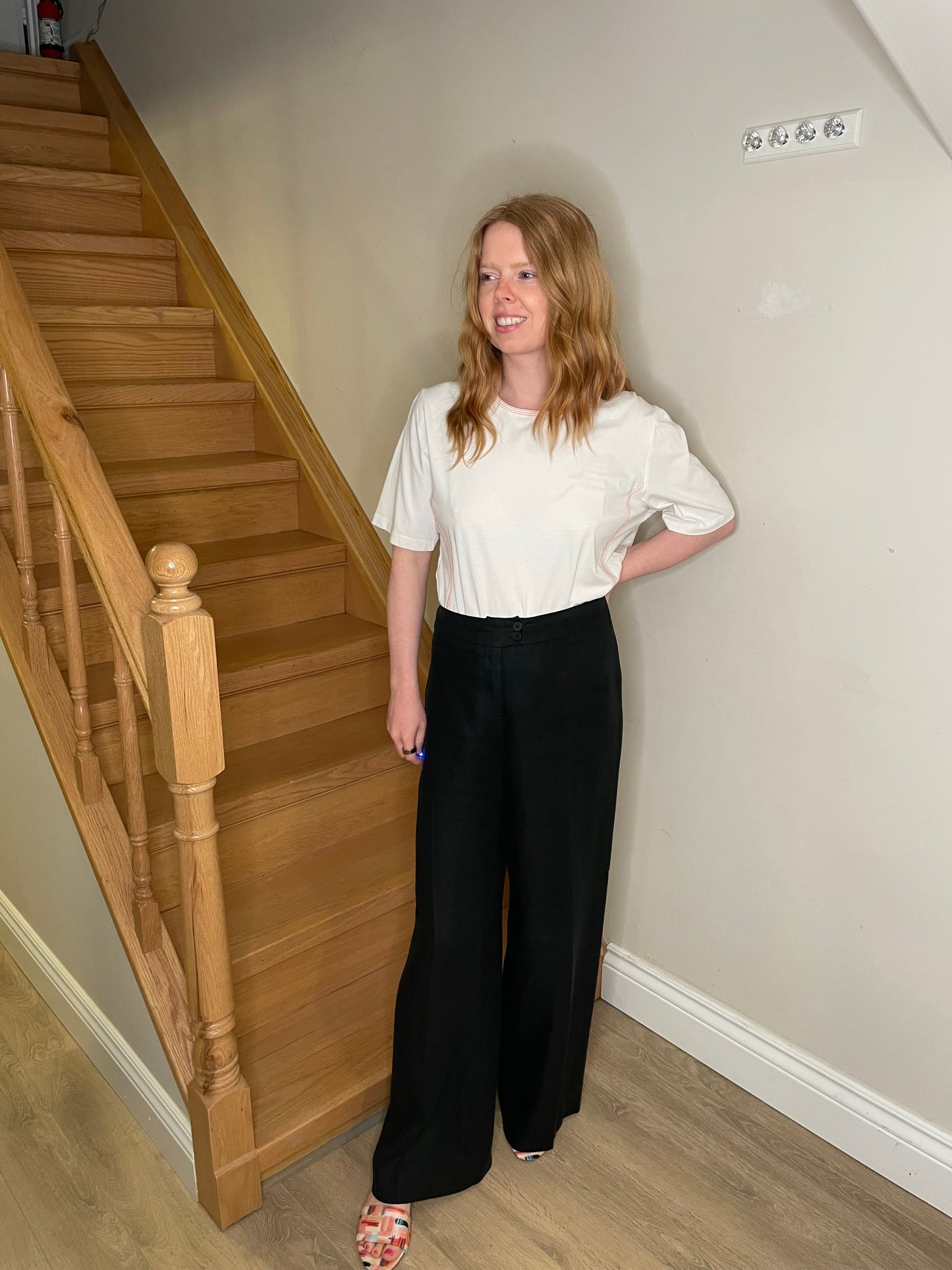 David Findlay 100% Linen Black Wide-Leg Pant Suit – Made in Canada – Size 12