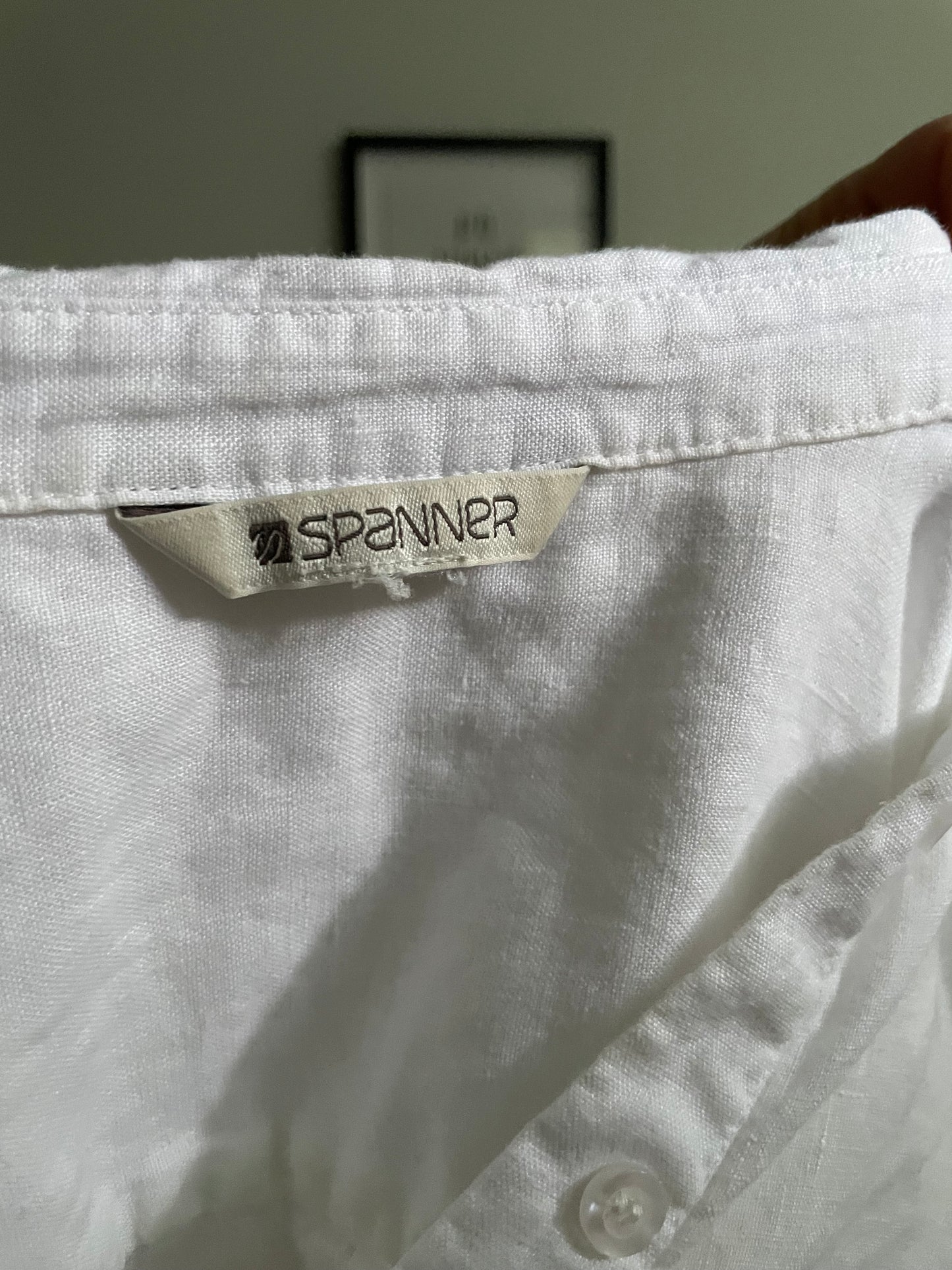 Spanner – White 100% Linen Oversized Popover Tunic Shirt - Medium