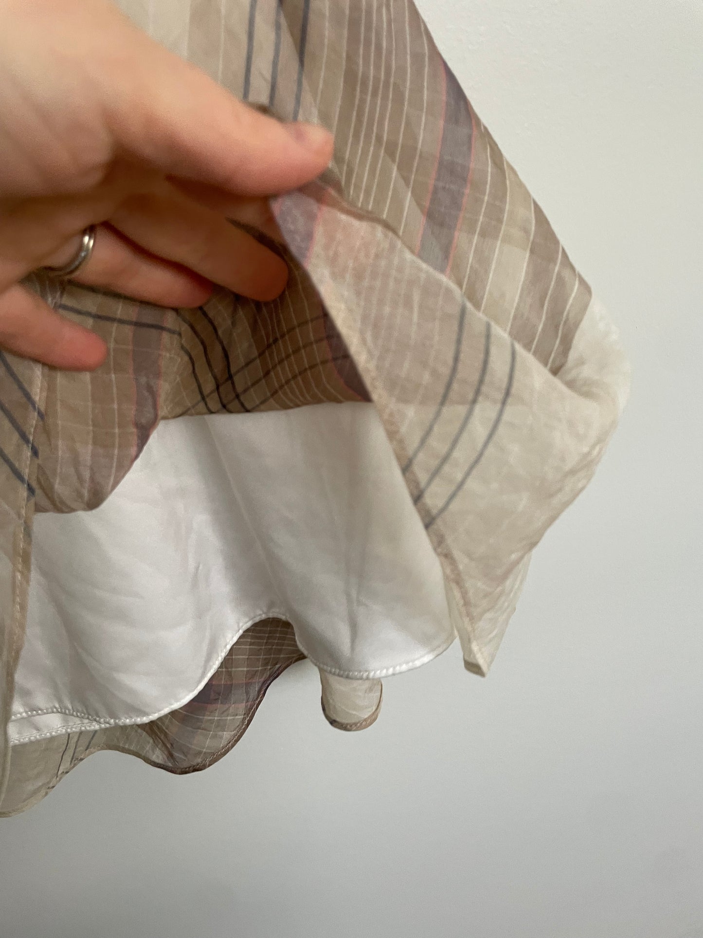 Talbots Petites Cream Plaid Pure Silk Skirt - Small