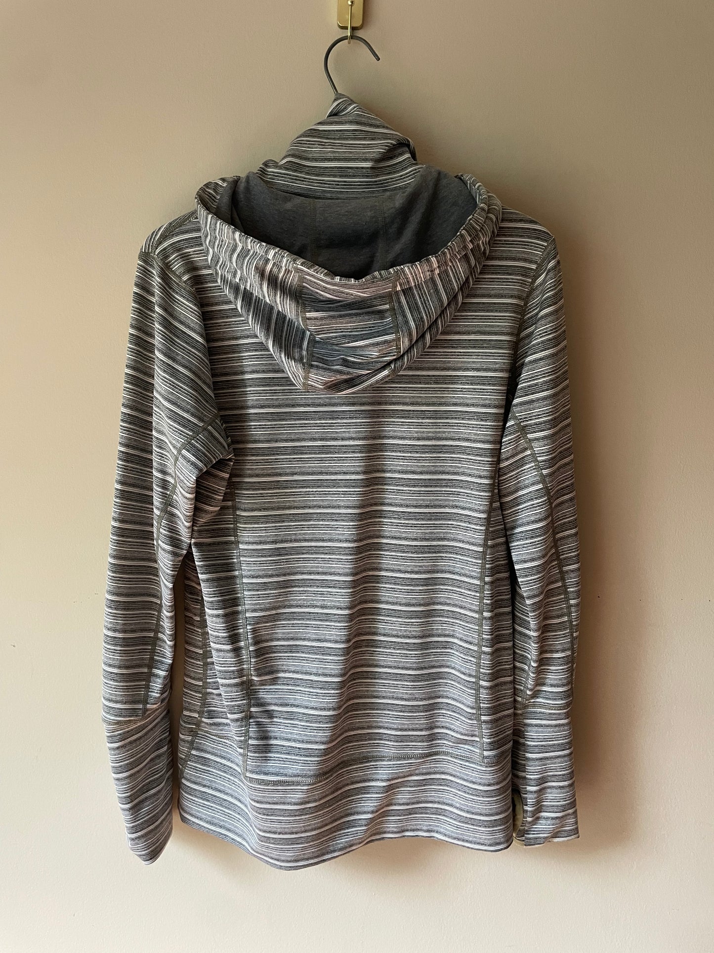 Lululemon Athletica Grey Striped Full-Zip Hoodie Jacket – Size 10