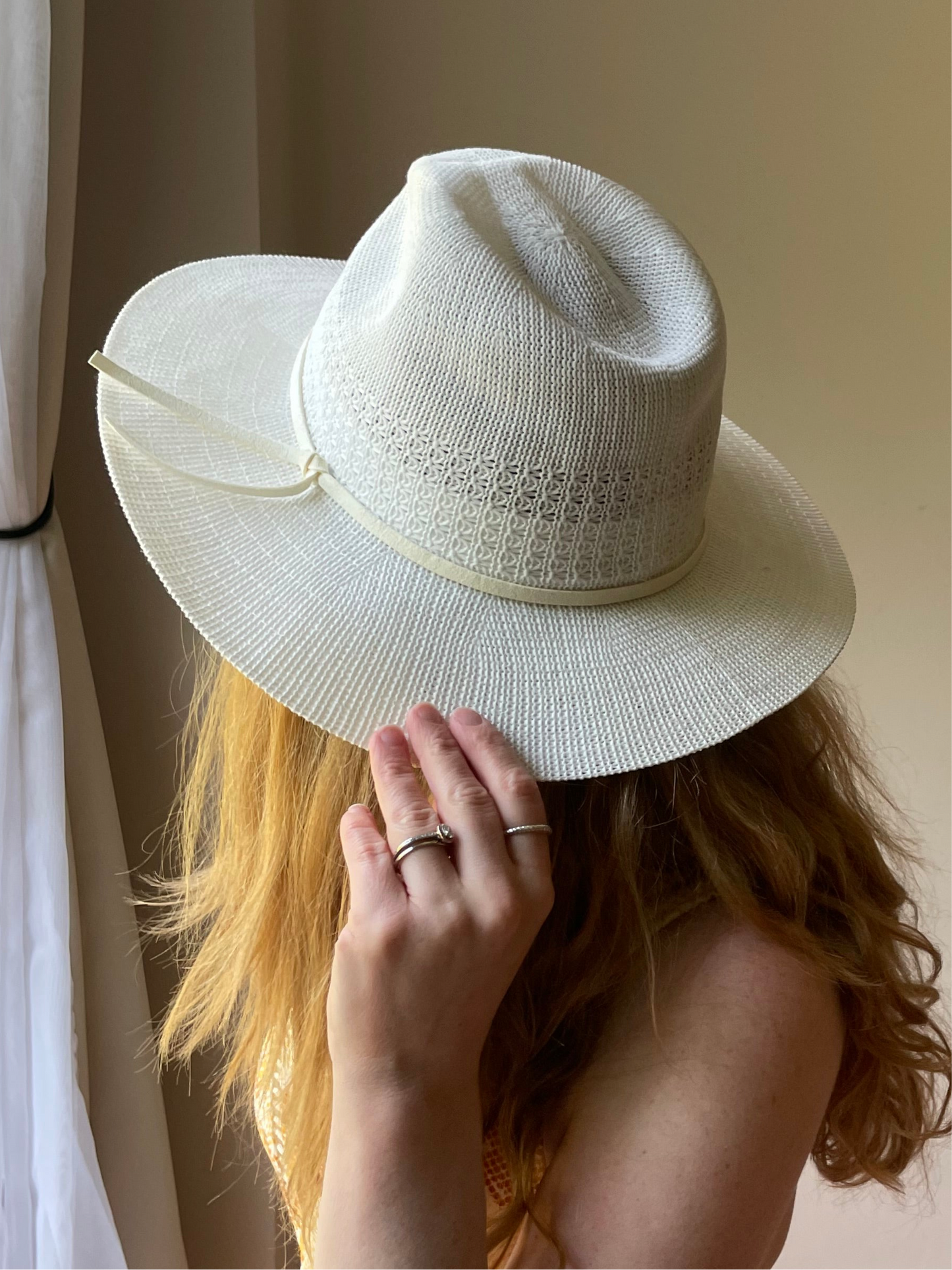 Ivory Structured Woven Sun Hat