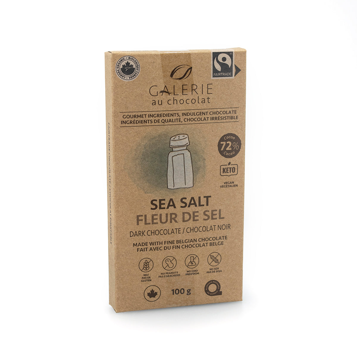 Galerie au Chocolat Organic Fairtrade Dark Chocolate Sea Salt Bar