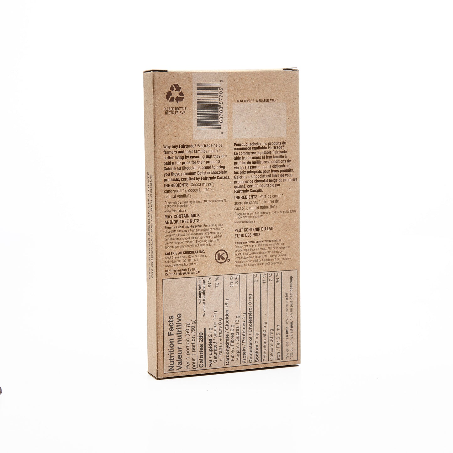 Galerie au Chocolat Fairtrade 72% Dark Chocolate Bar