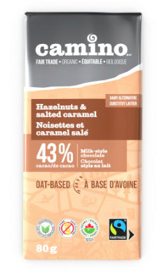 Camino Organic & Fair Trade Hazelnuts & Salted Caramel Oat-Based Milk-Style (43% Cacao) Chocolate Bar