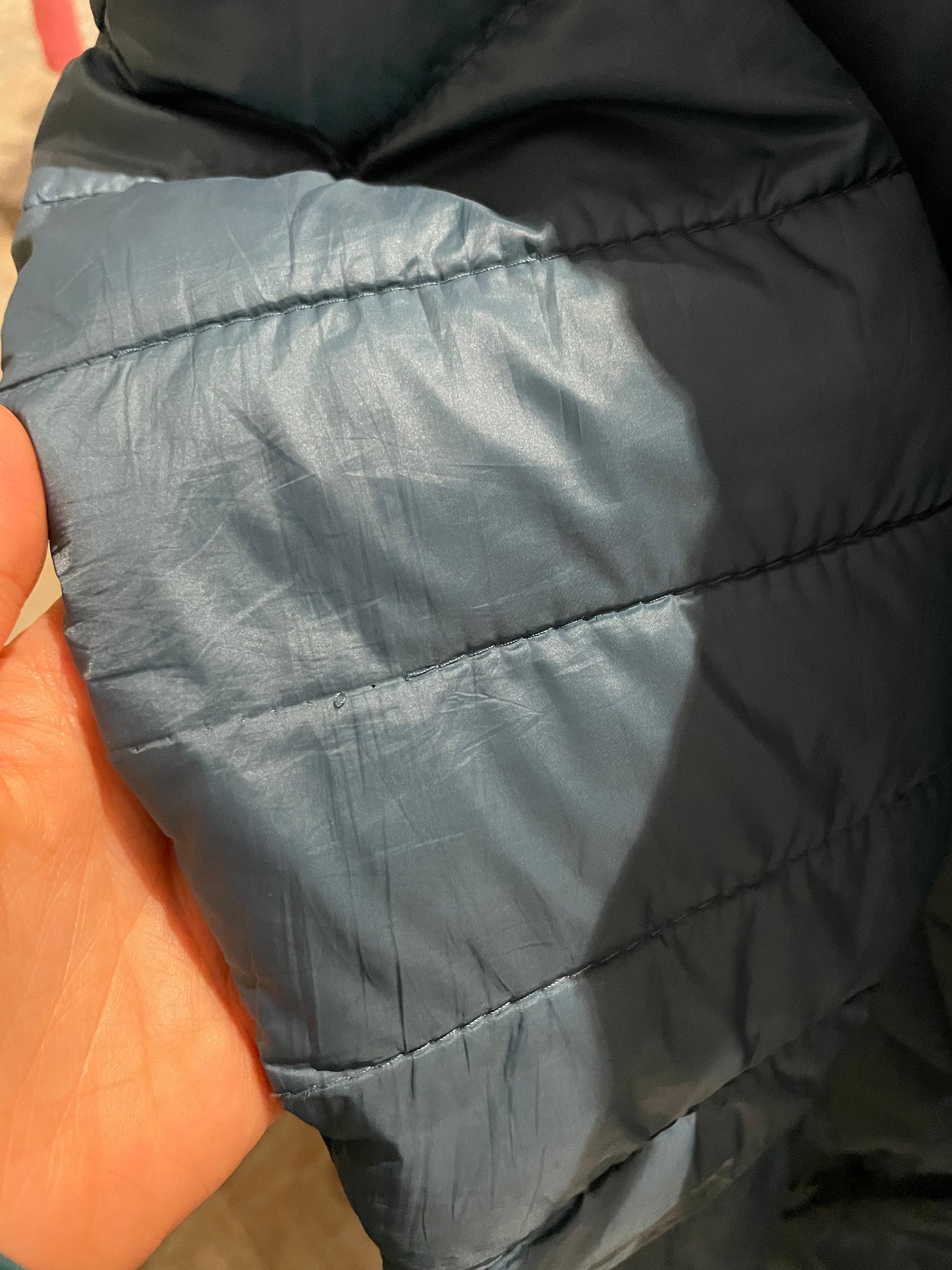 Lole Slate Blue Primaloft Vegan Puffer Long Jacket - Small
