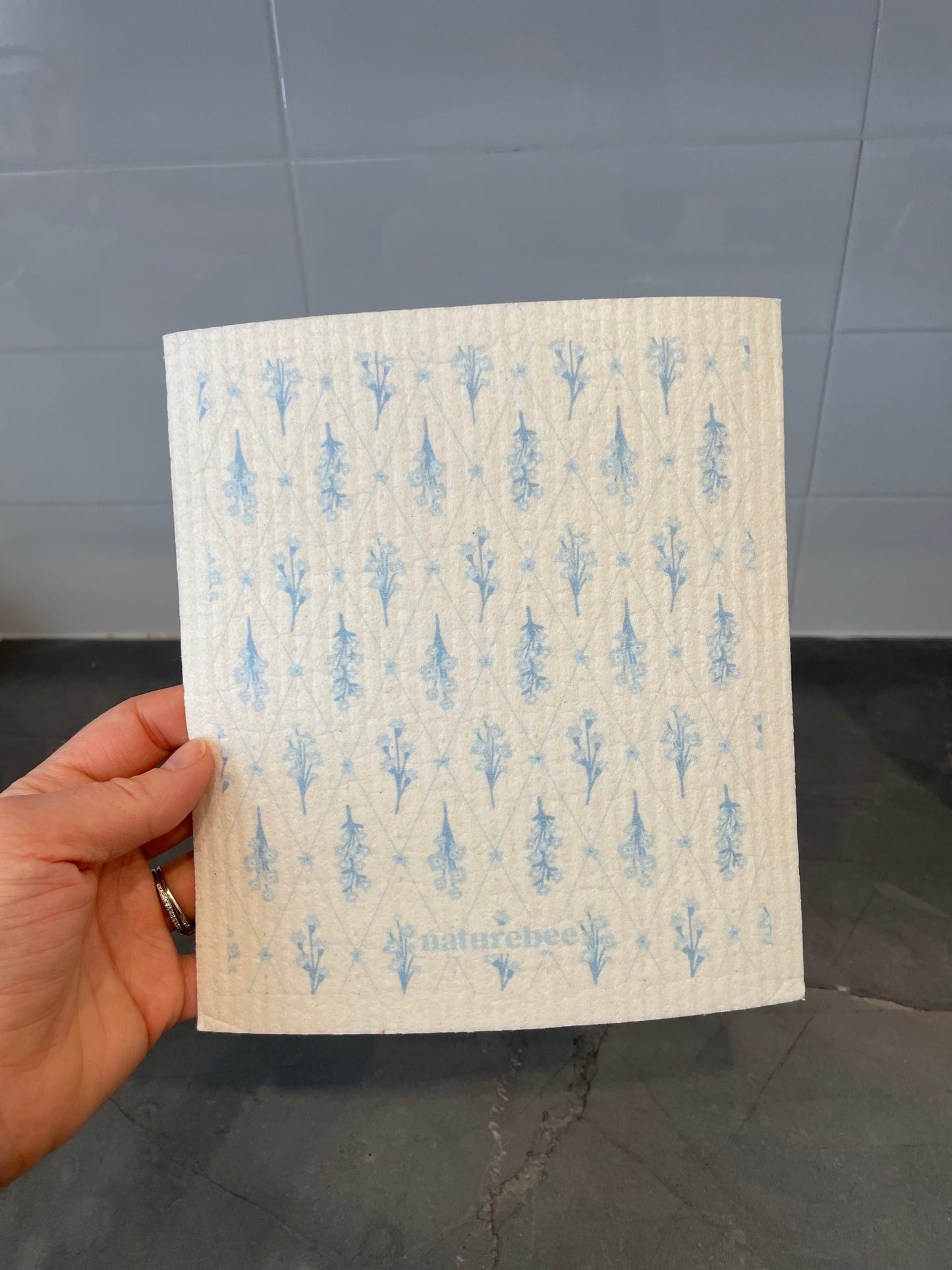 Swedish Sponge Dishcloth mini floral Blue