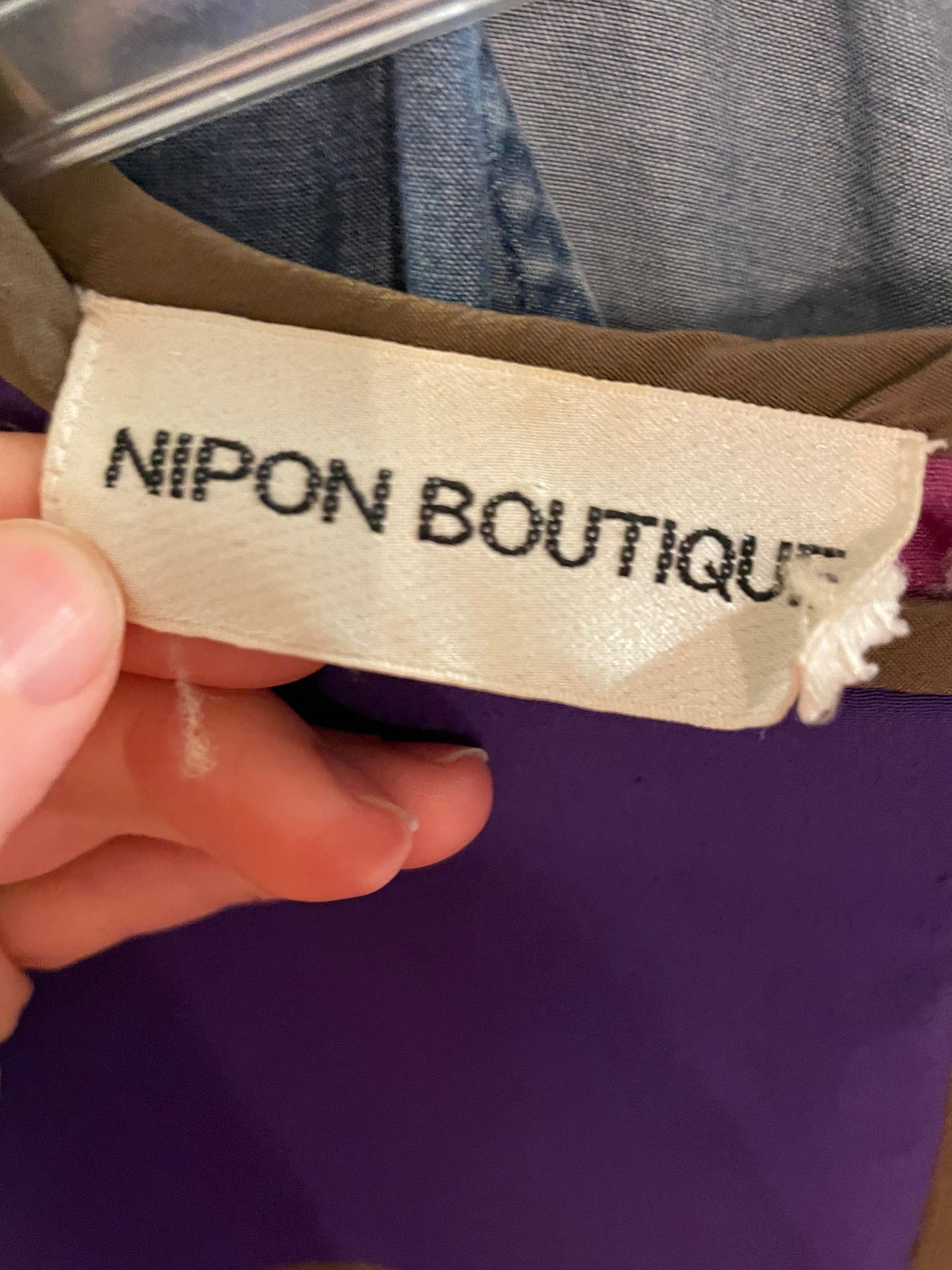 Vintage Nipon Boutique Colourblock Purple Magenta 100% Silk Shift Dress - Size 10