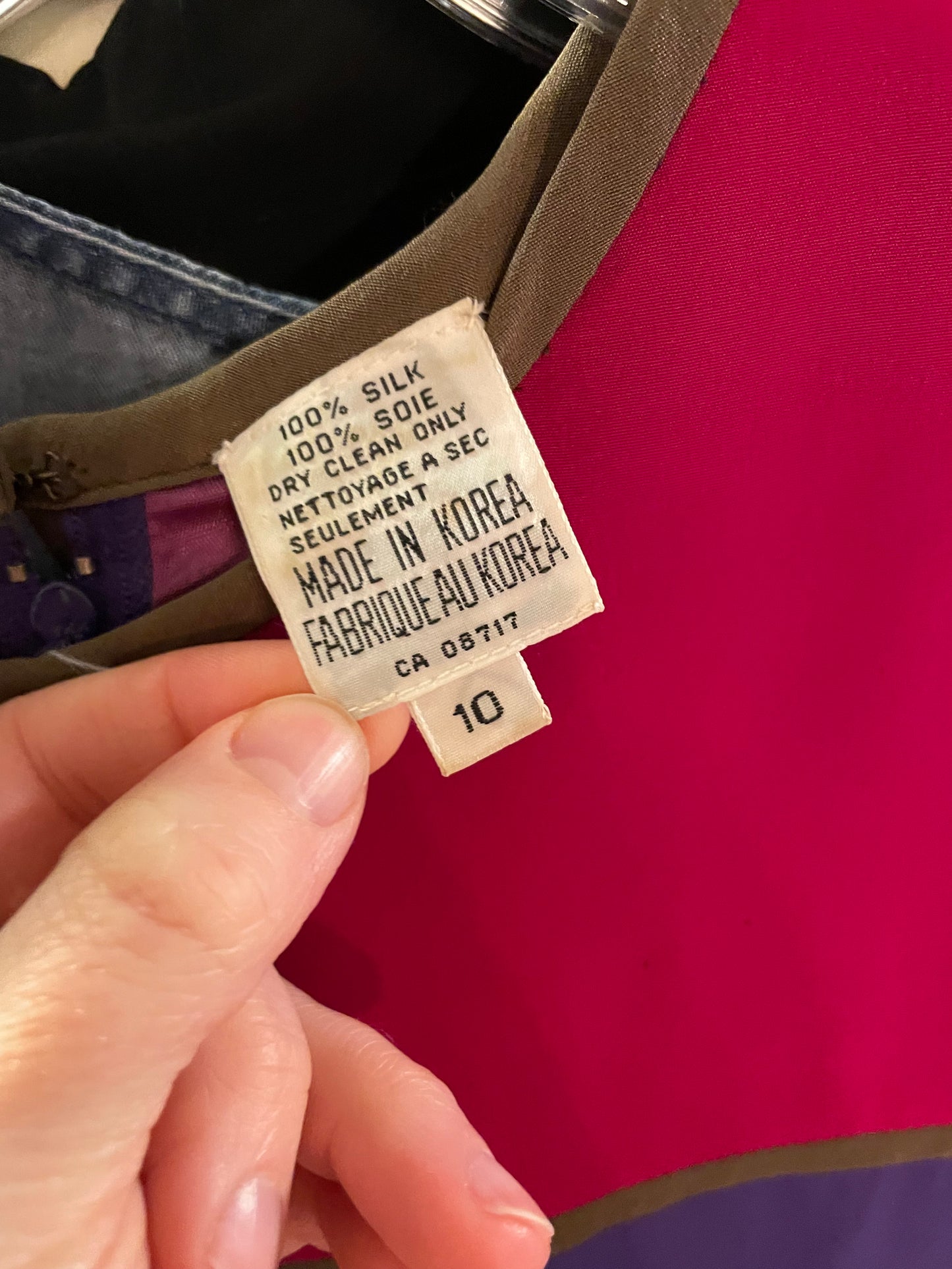 Vintage Nipon Boutique Colourblock Purple Magenta 100% Silk Shift Dress - Size 10