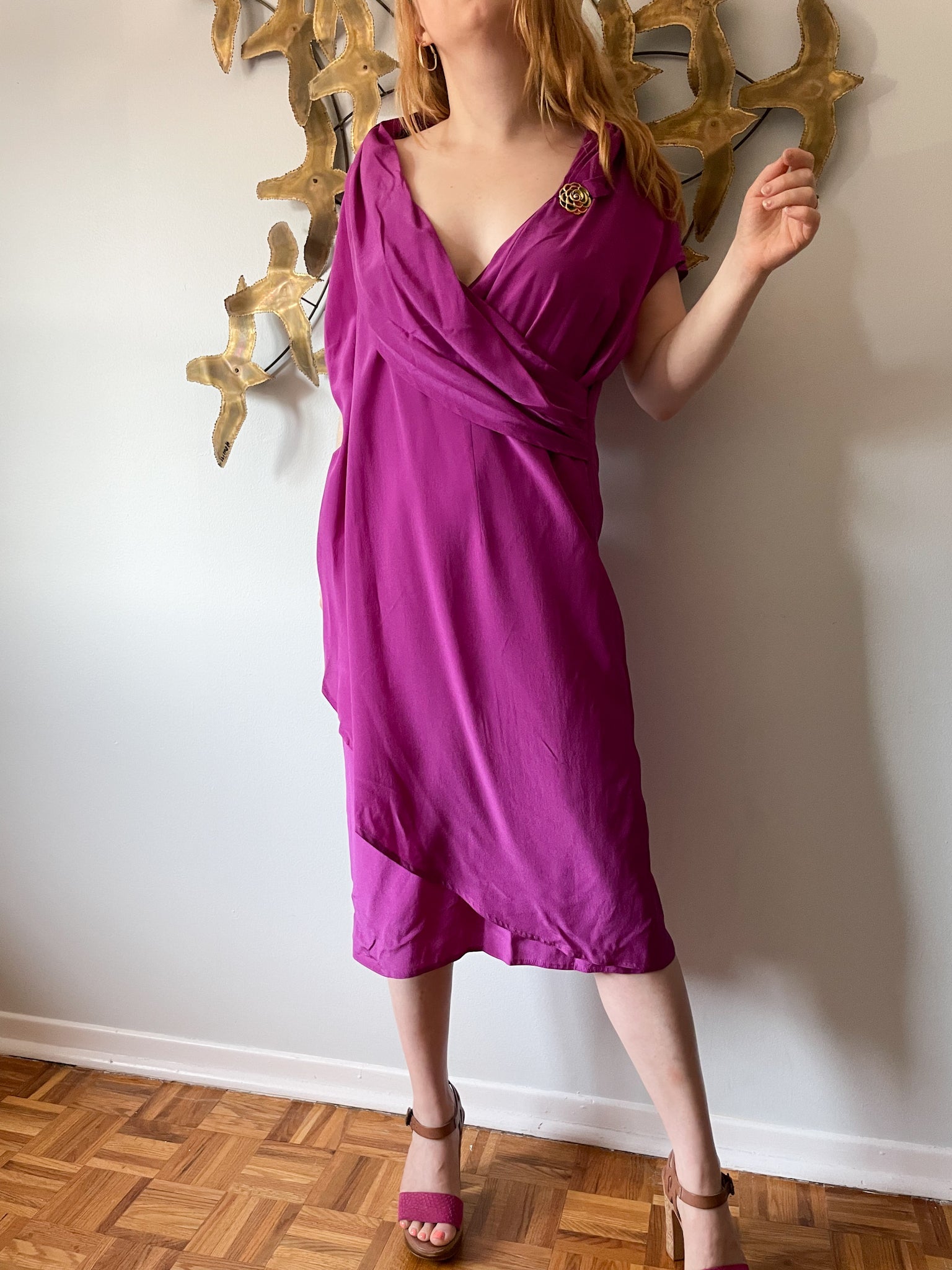 Magenta sales silk dress