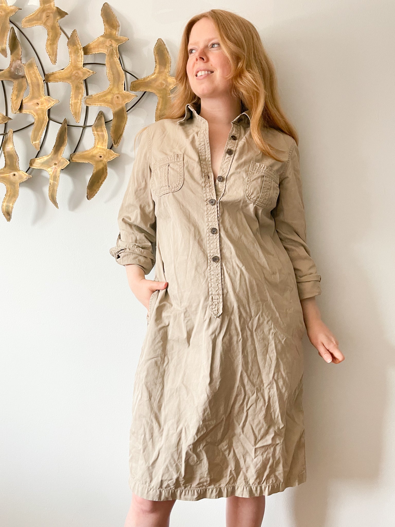 white christmas dresses Lands' End Khaki Cotton Polo Dress white christmas dresses Lands' End Khaki Cotton Polo Dress