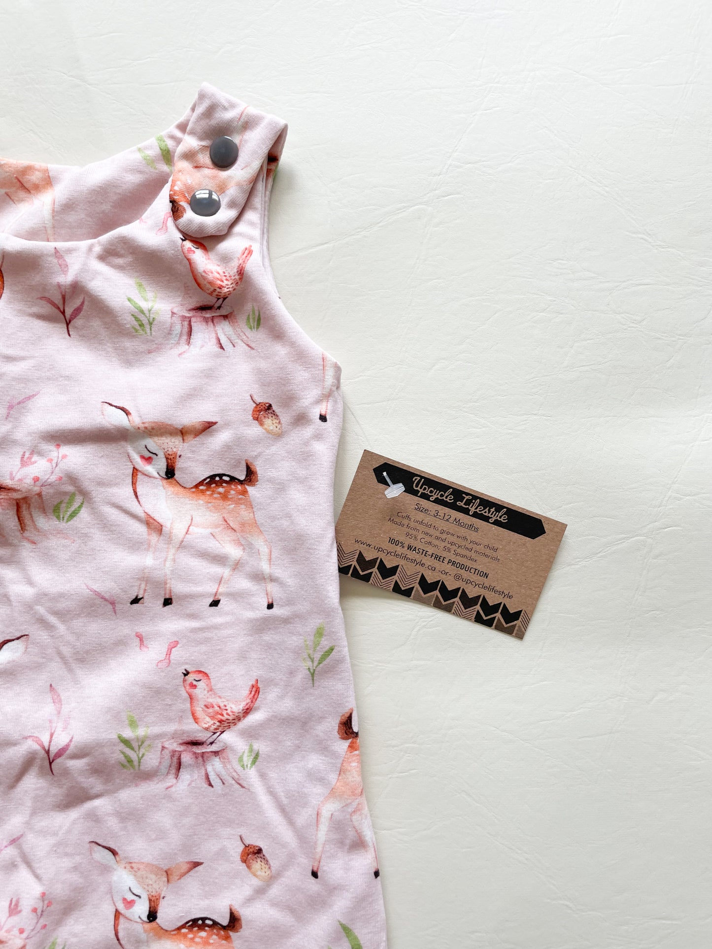 Light Pink Deer Woodland Grow-With-Me Baby Jumpsuit - 3 - 12 Months