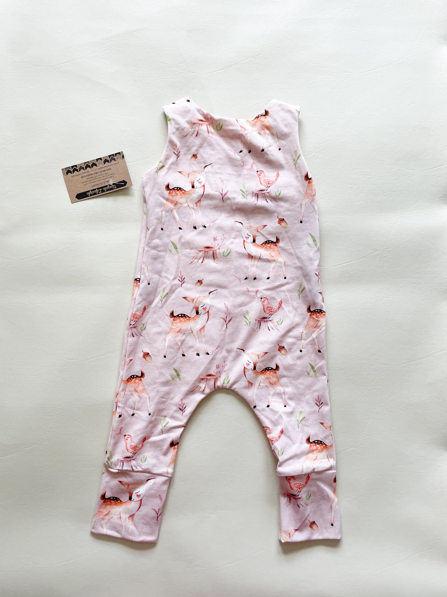 Light Pink Deer Woodland Grow-With-Me Baby Jumpsuit - 3 - 12 Months