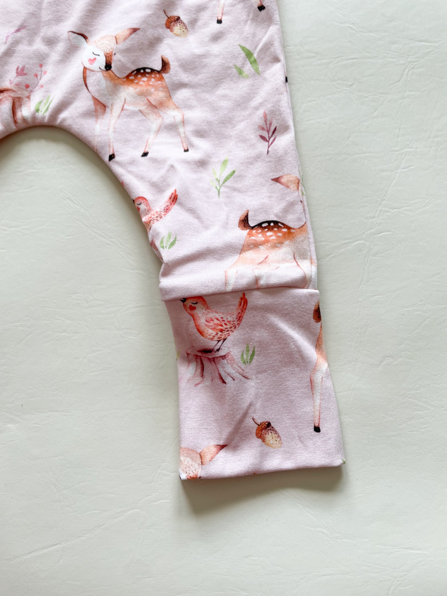 Light Pink Deer Woodland Grow-With-Me Baby Jumpsuit - 3 - 12 Months