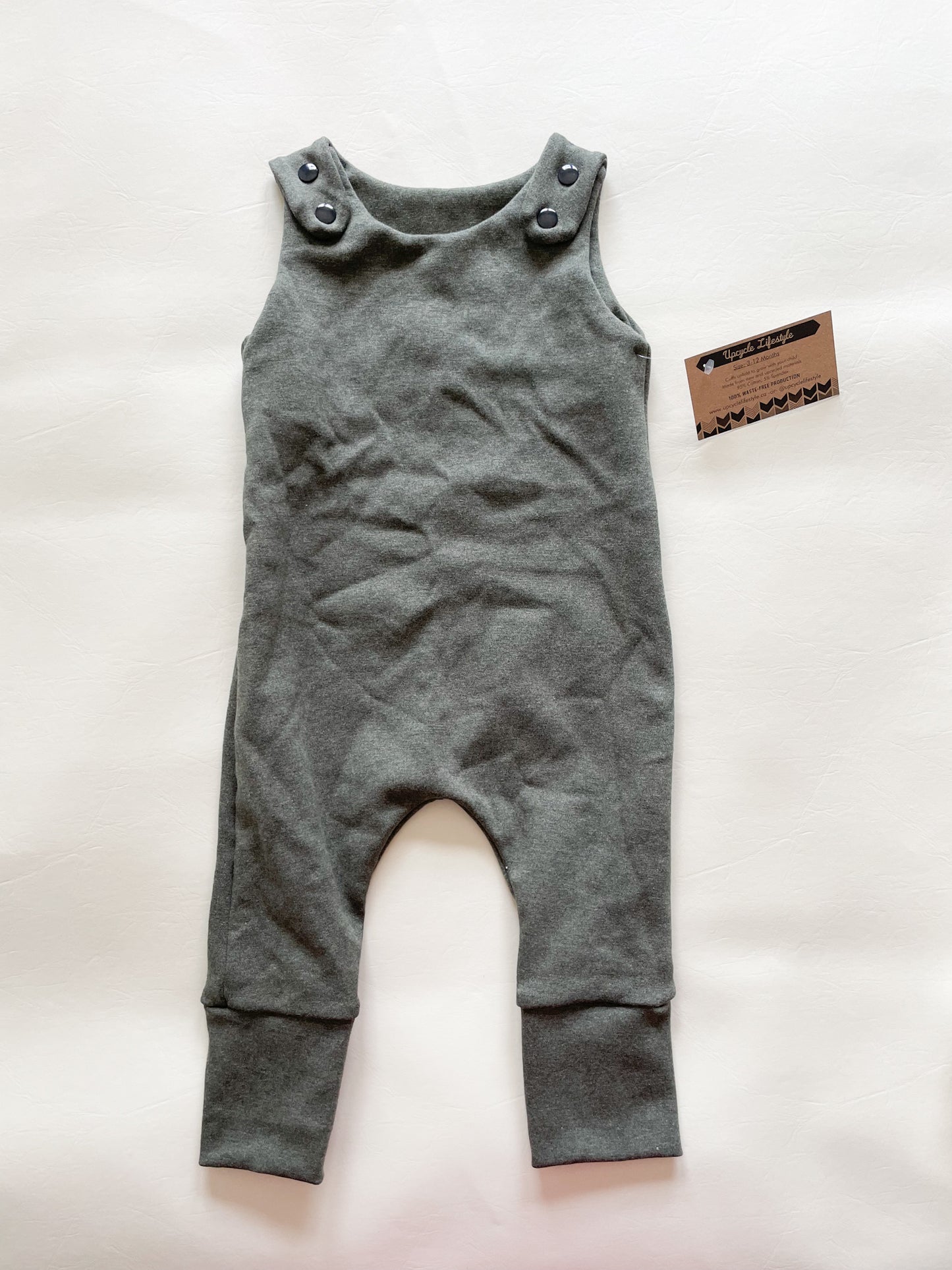 Charcoal Grey Green Grow-With-Me Baby Jumpsuit - 3 - 12 Months