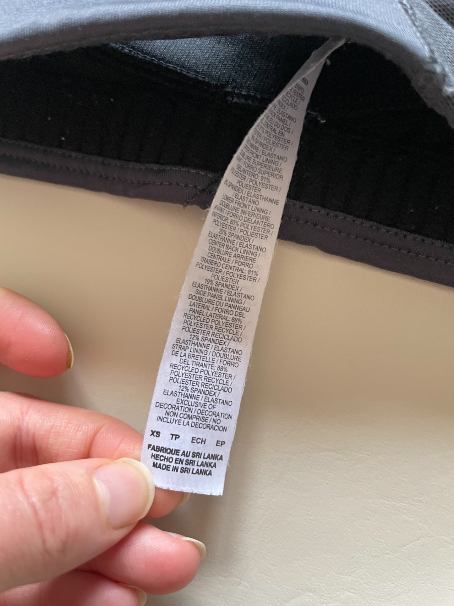 Nike Swoosh Dri-Fit Grey Recycled Polyester Sports Bra - XS