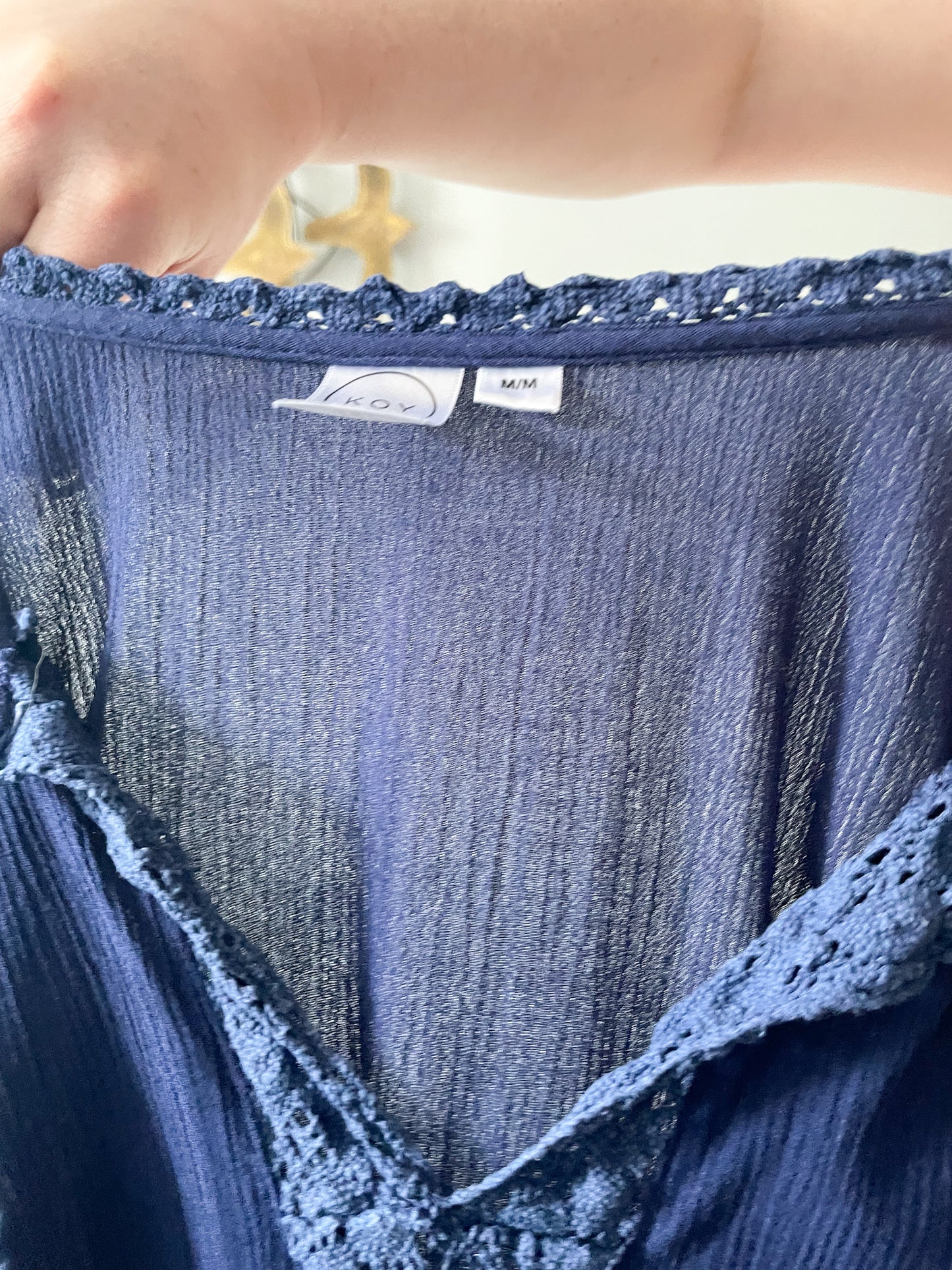 Koy Resort Navy Viscose Crochet Tassel Shift Dress Cover Up - Medium