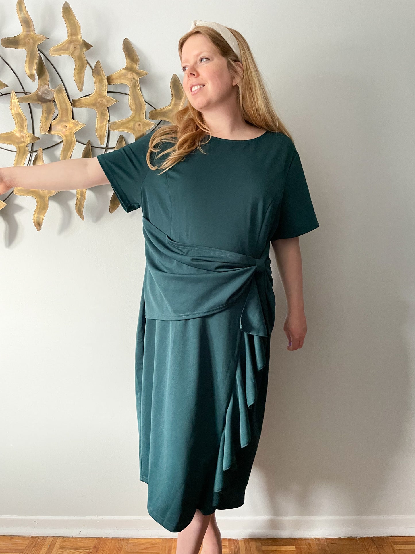 Hannah Nicole Teal Wrap Style Dress with Bow NWT - Size 20