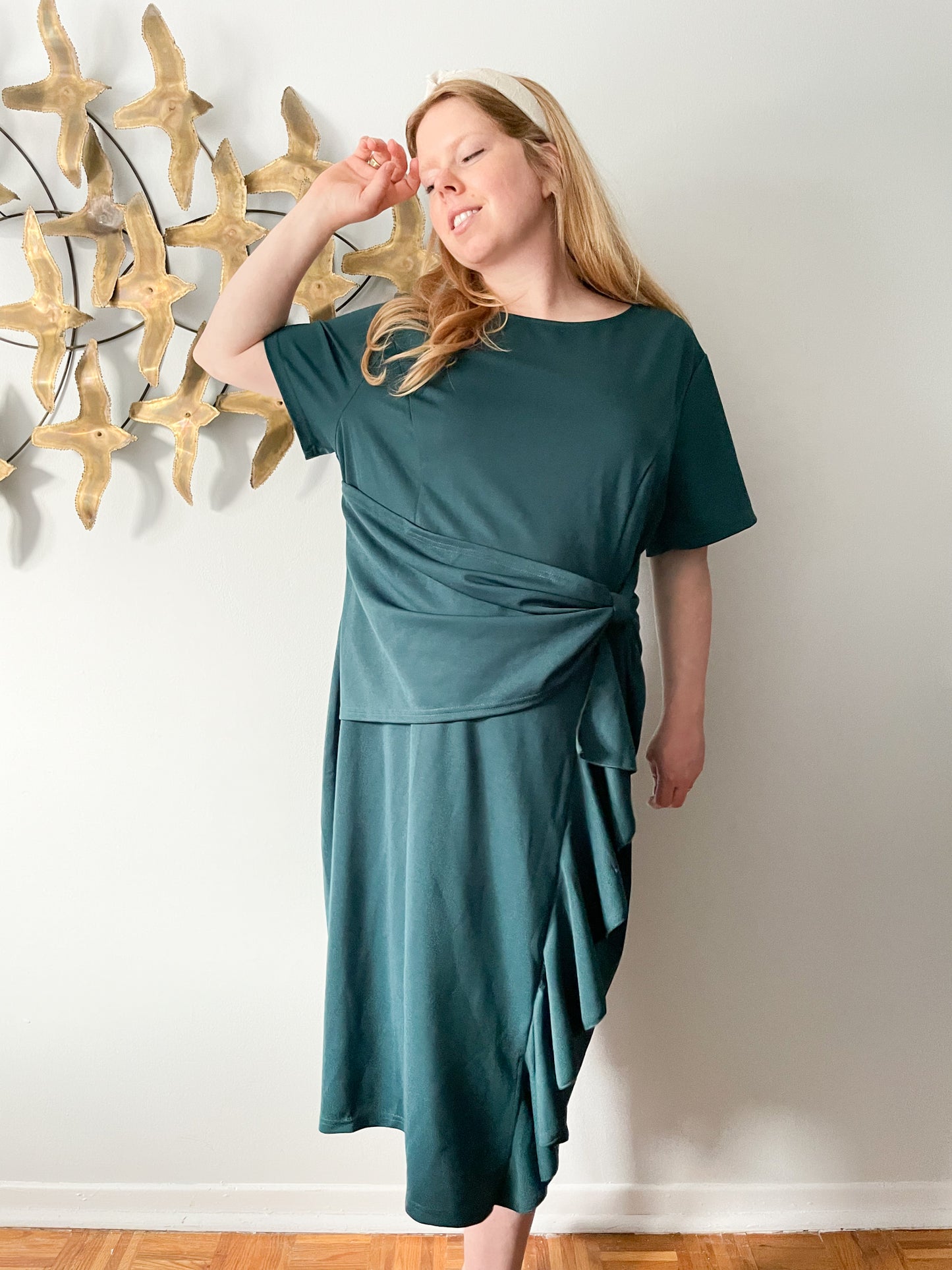 Hannah Nicole Teal Wrap Style Dress with Bow NWT - Size 20