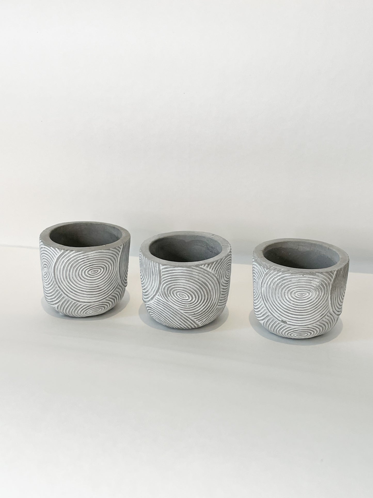 Grey Circle Matte Textured Mini Plant Pot