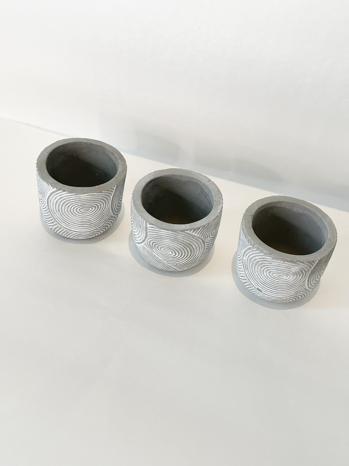 Grey Circle Matte Textured Mini Plant Pot