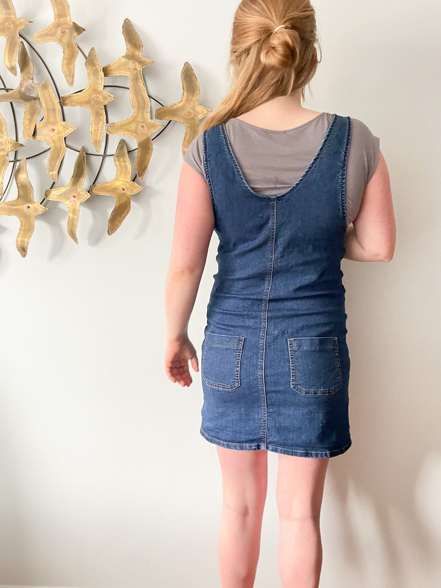 Blue Spice Denim Skirt Overalls Dress - Medium