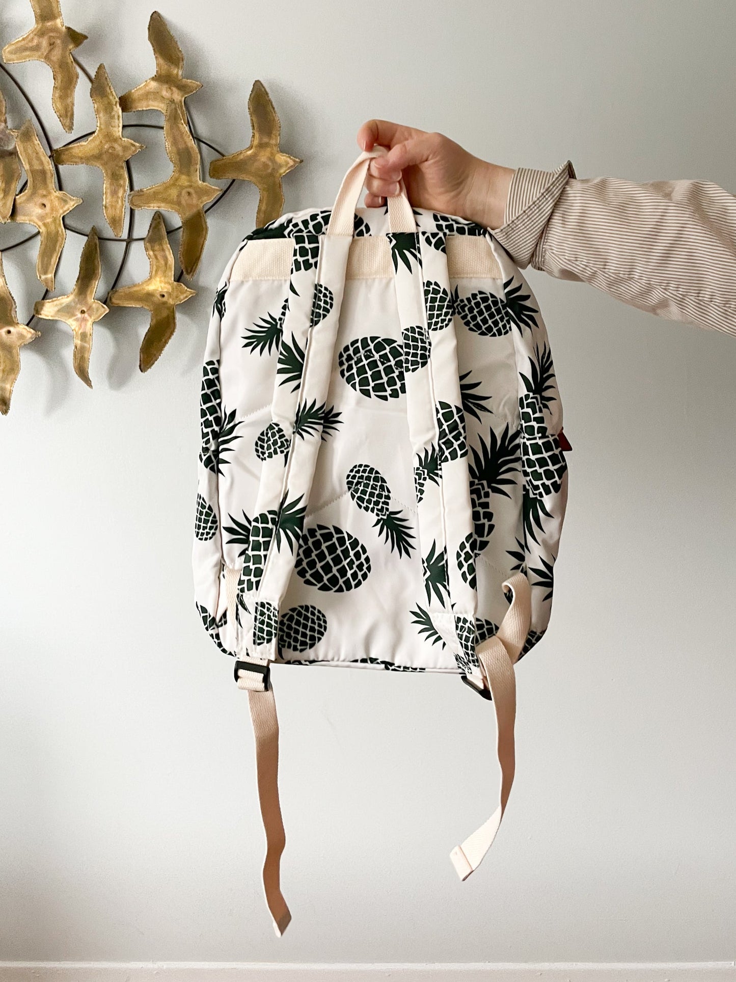 White Pineapple Print Backpack