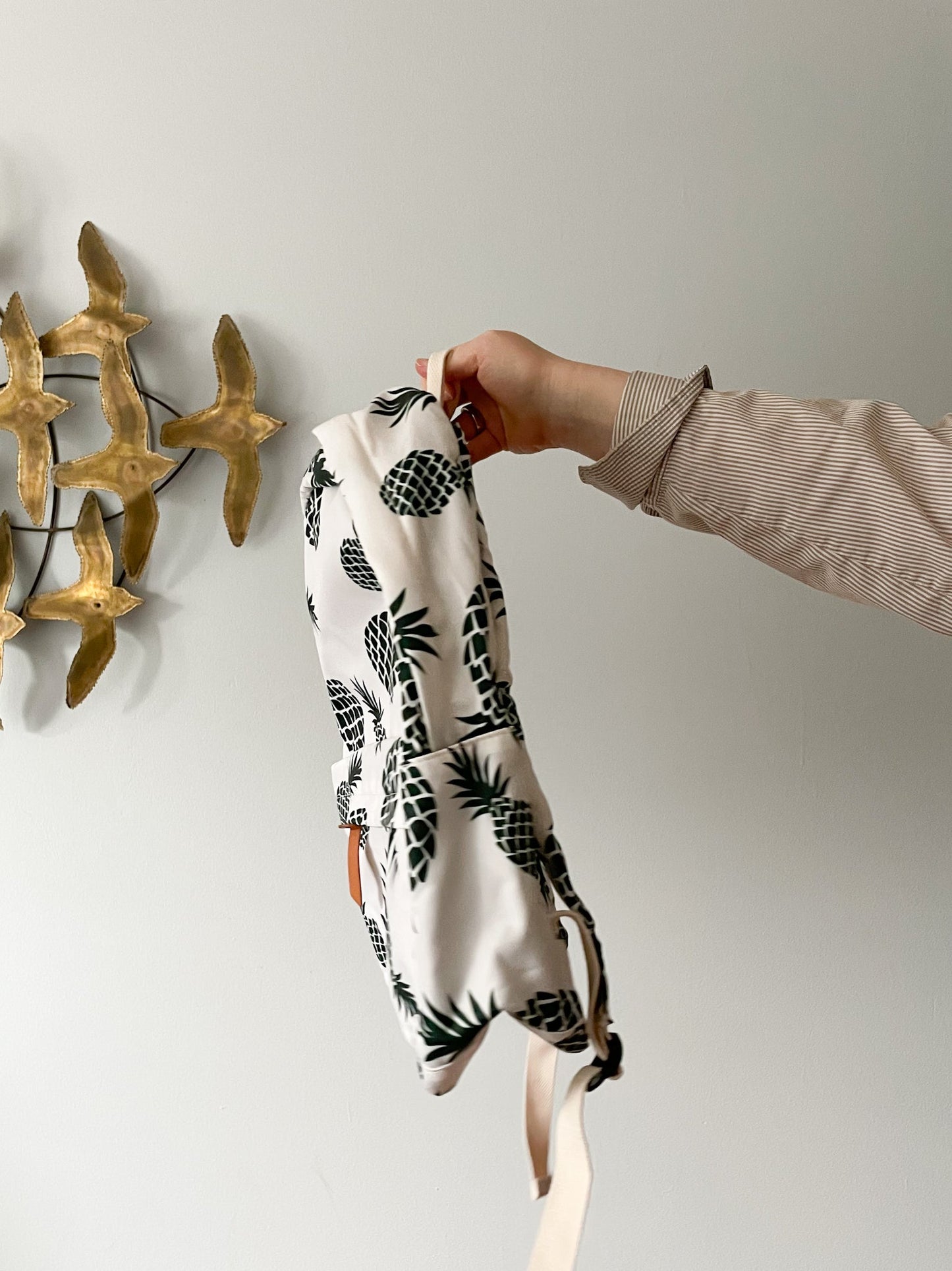 White Pineapple Print Backpack