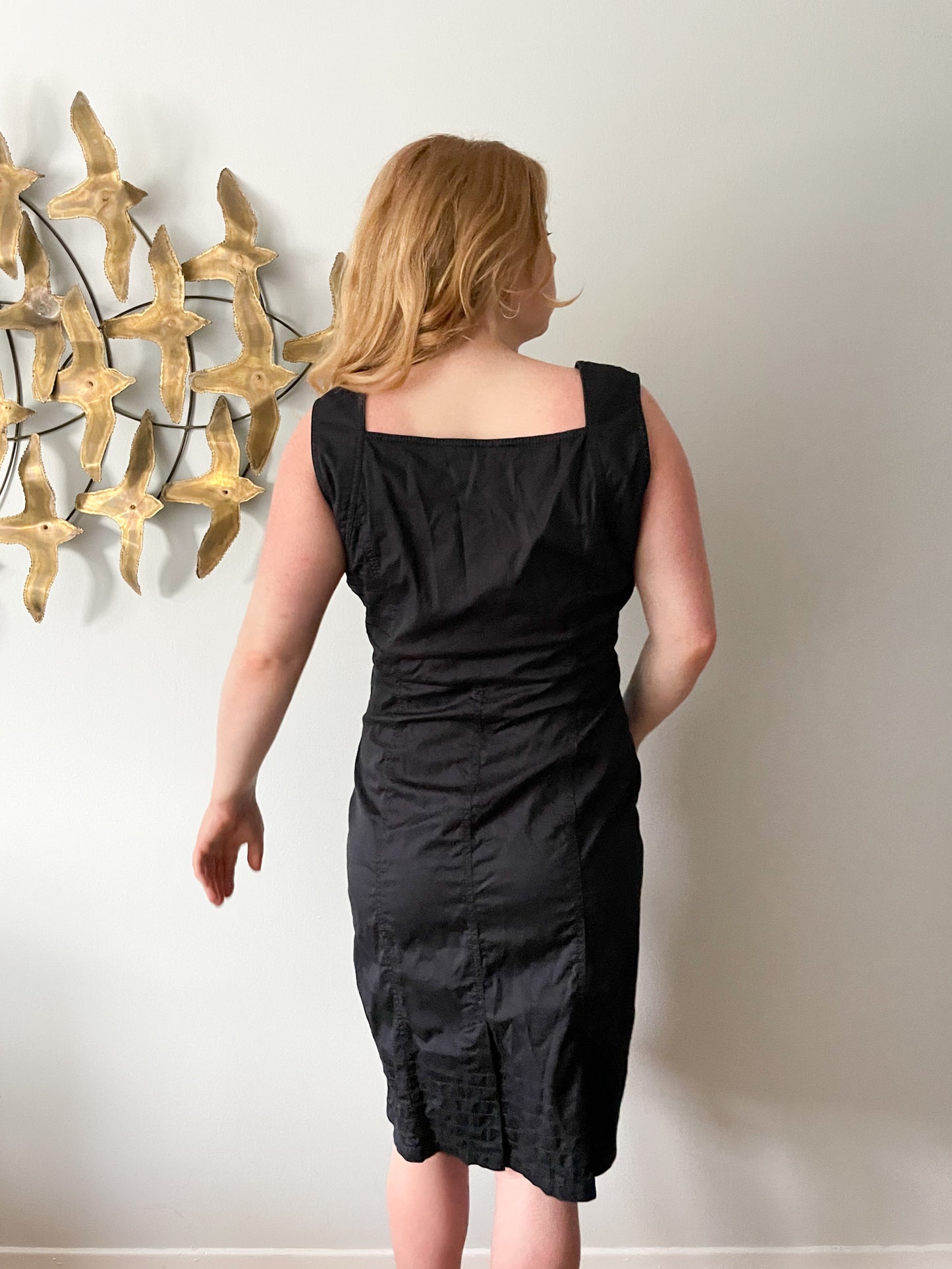 Steilmann Black Cotton Stretch Zipper Dress - Large