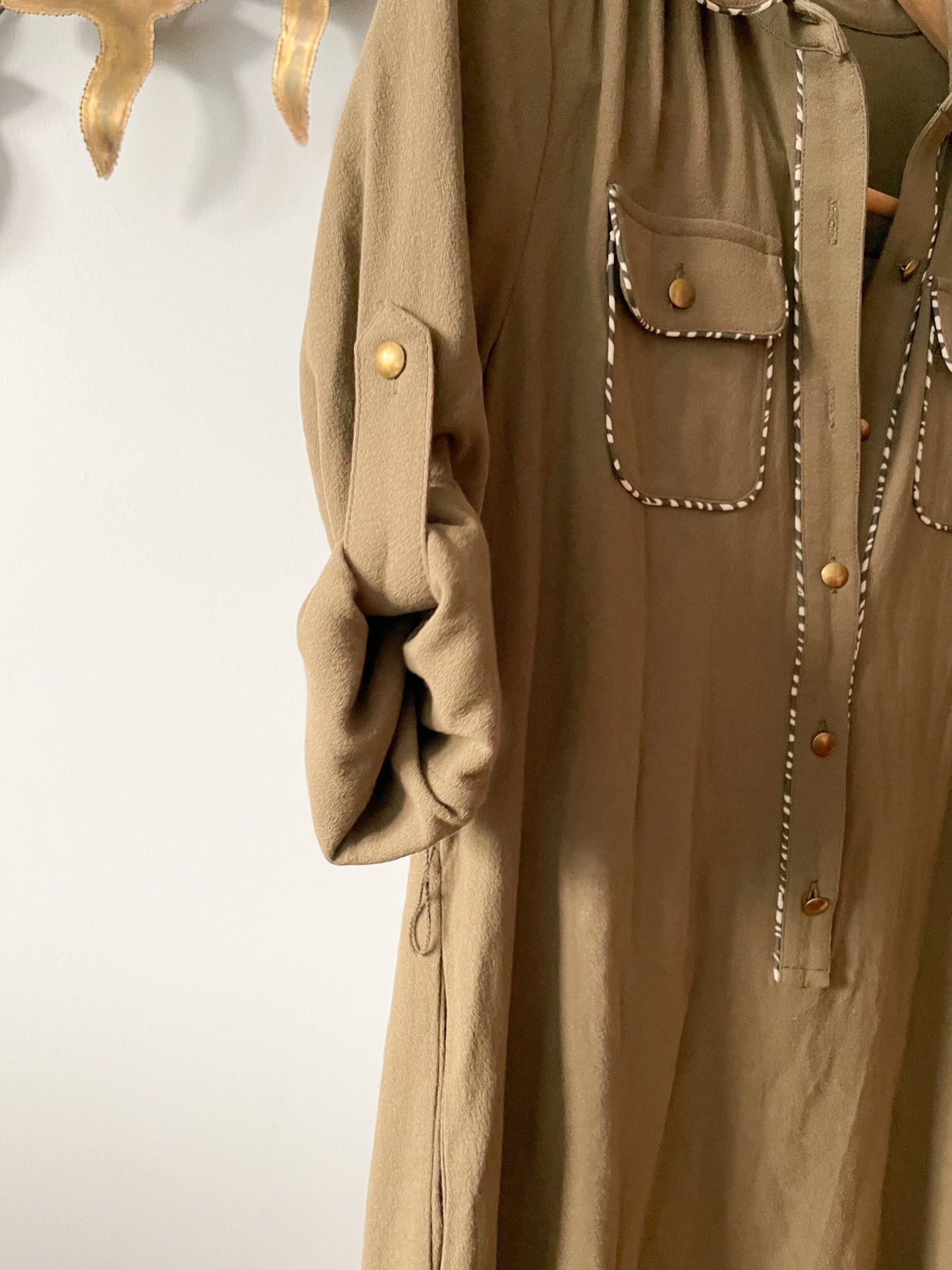 Banana Republic Olive Green Safari Collared Button Front Dress - XS/S
