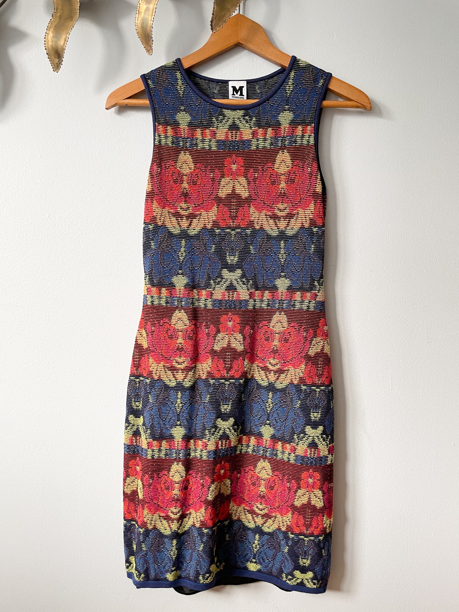 Missoni Blue Red Graphic Fit Flare Knit Sleeveless Dress - XS/S Missoni Blue Red Graphic Fit Flare Knit Sleeveless Dress - XS/S