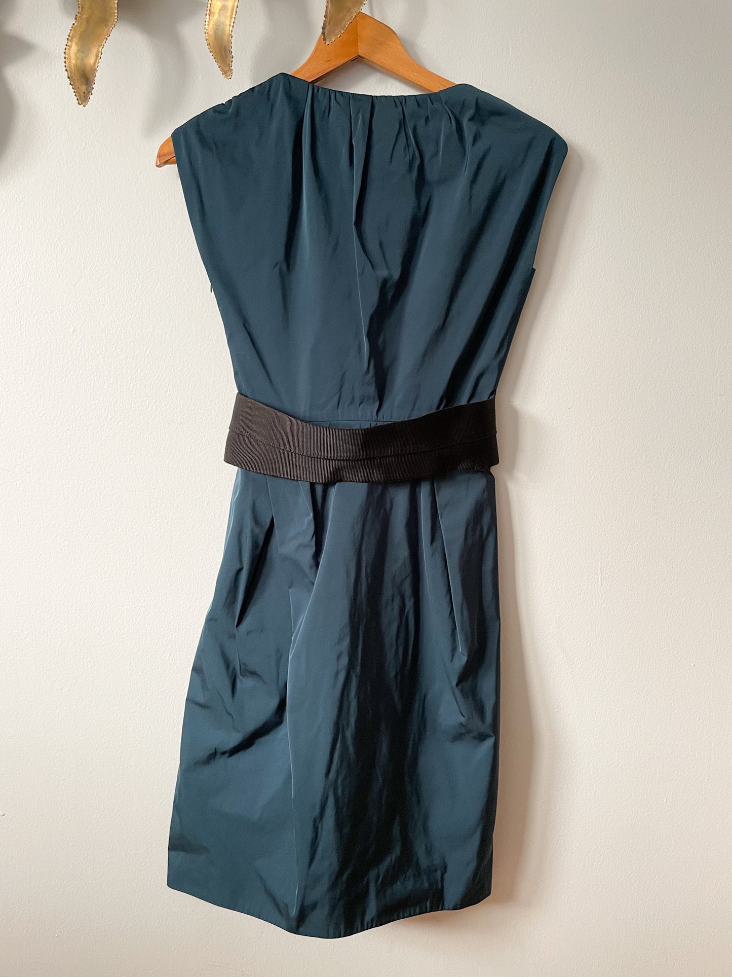 Lida Baday Dark Teal Blue Silk Lined Sheath Dress - Size 2