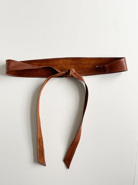 BRAVE Leather Spice Brown Mananas Obi Style Belt - One Size (76")