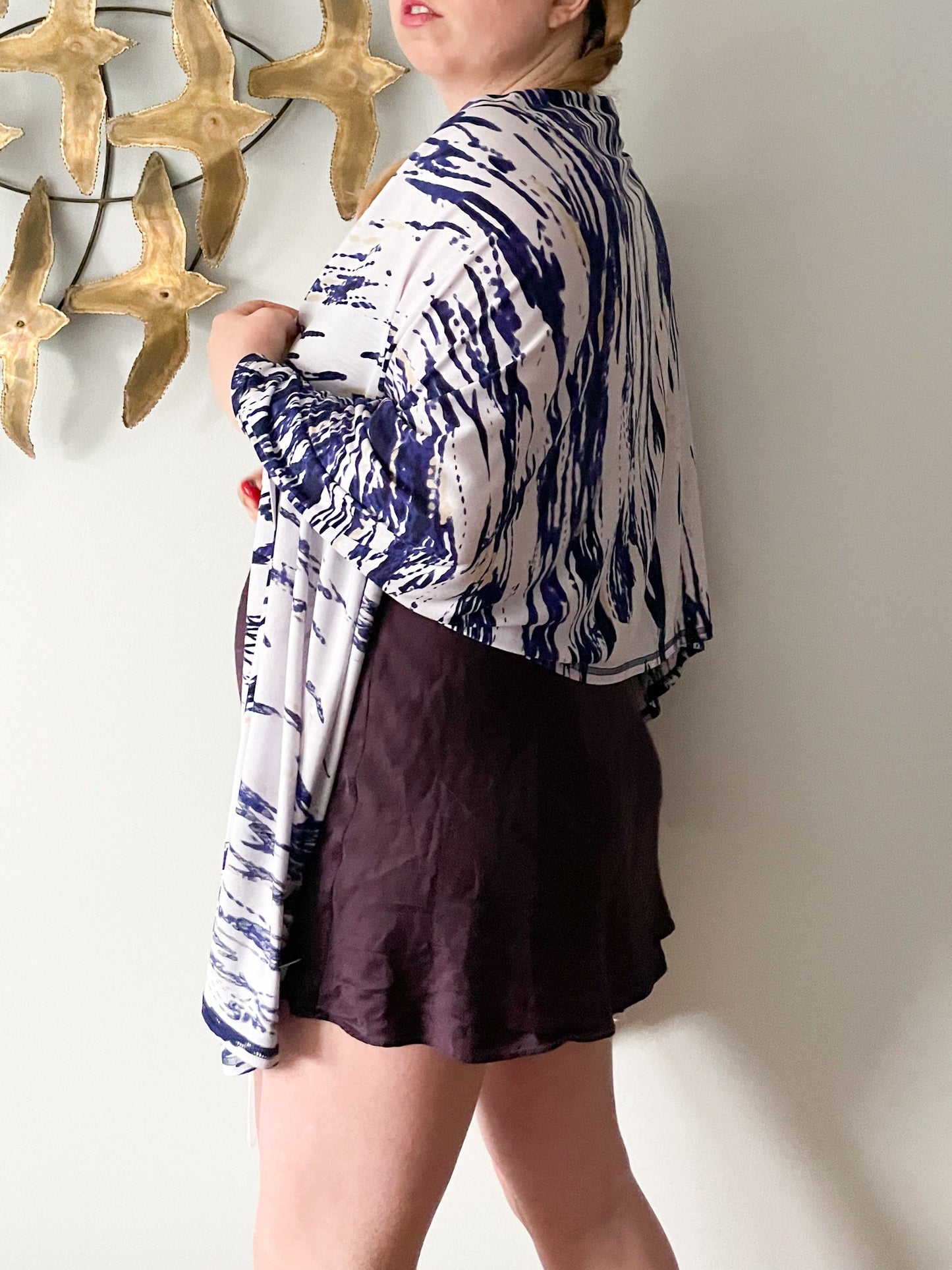 Fine Collection Blue and White 100% Silk Scarf Designed in Paris NWT