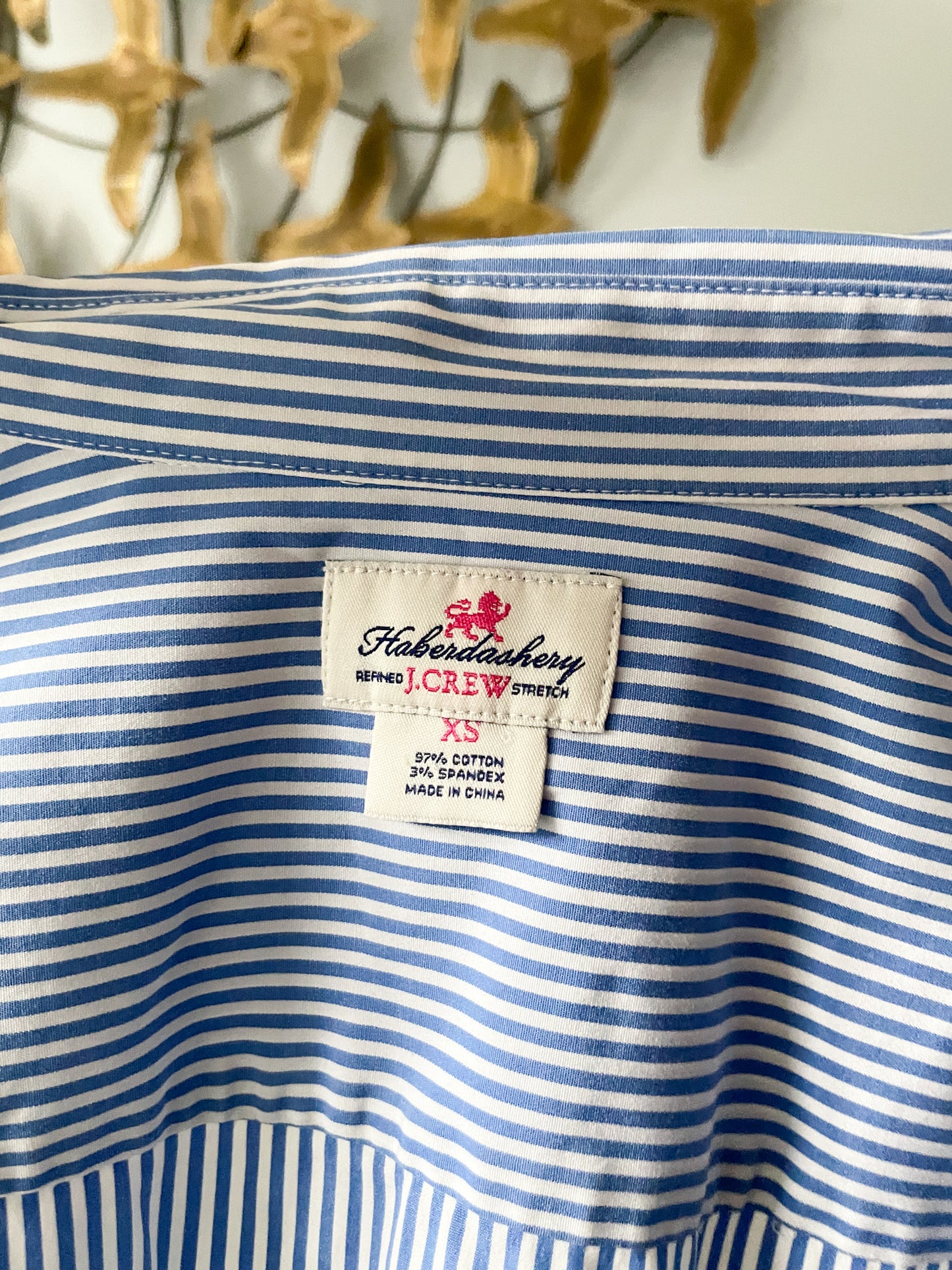 J. Crew Blue Stripe Cotton Stretch Button Up Shirt - XS/S