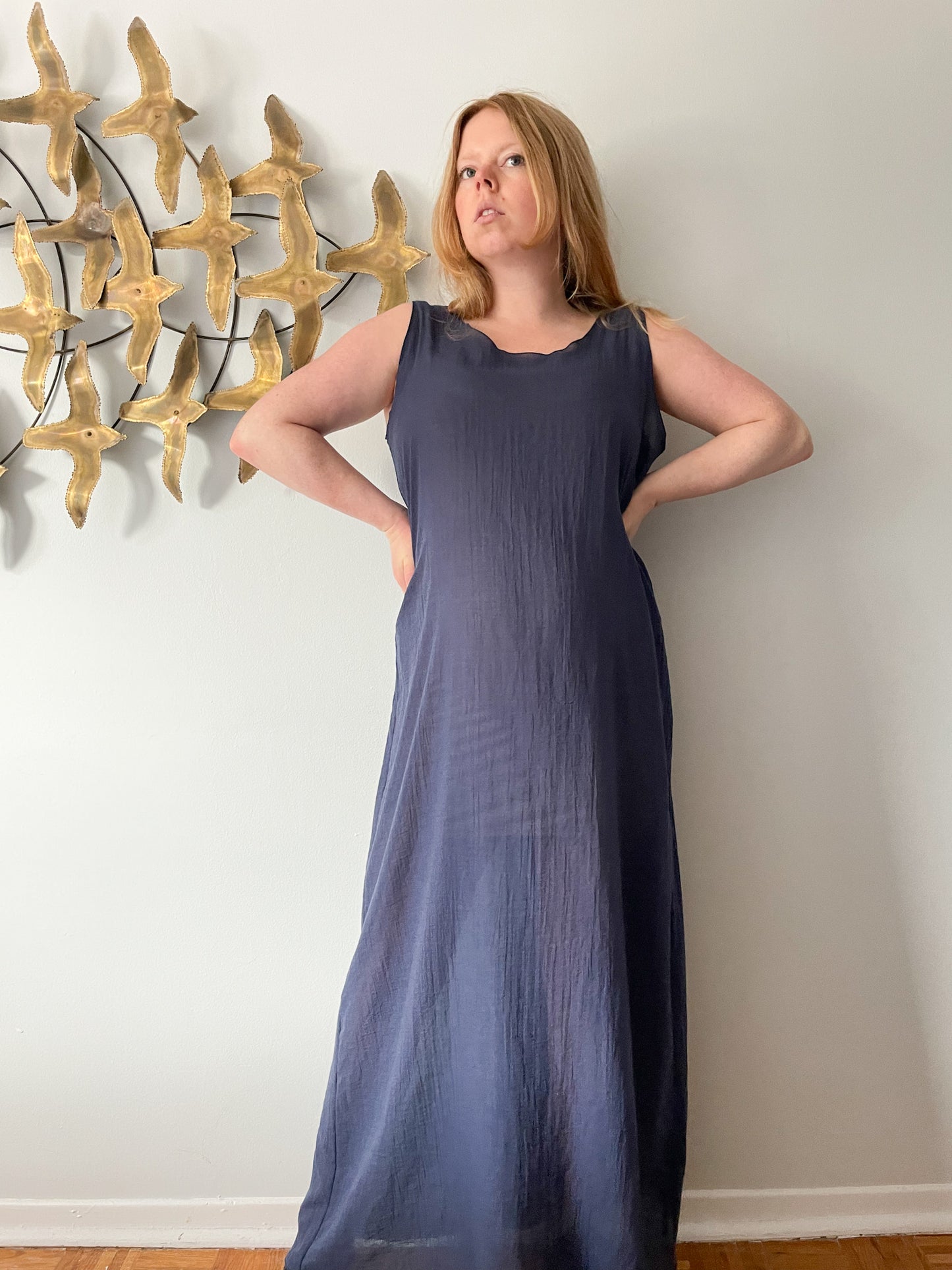 Linda Lundström Navy Lightweight Maxi Cover Up Dress - XL