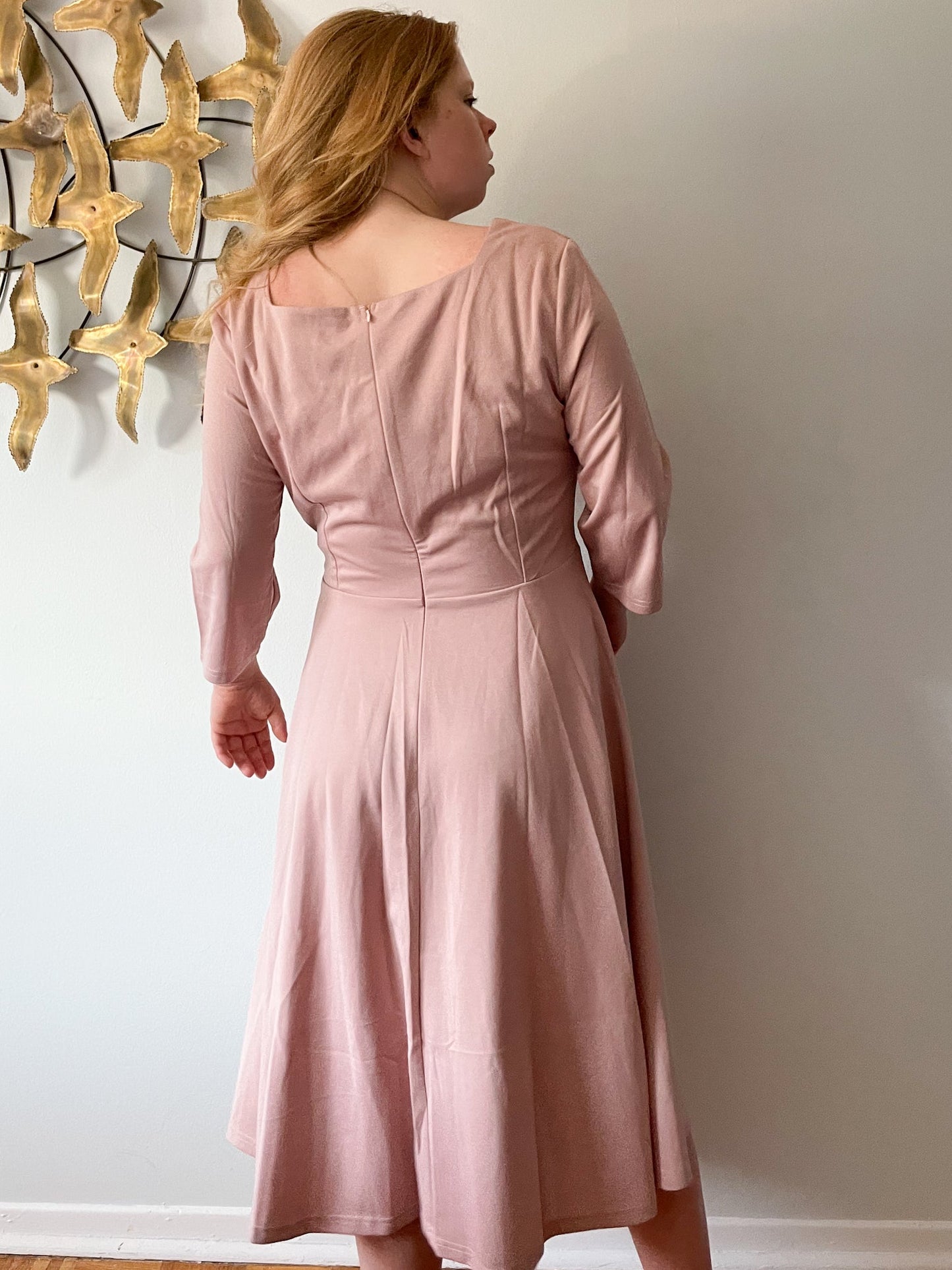 Dressystar Blush Pink Fit Flare 3/4 Sleeve Gown Dress NWT - 2XL