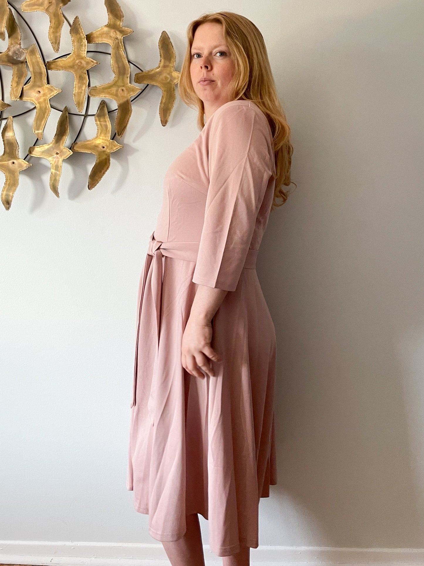 Dressystar Blush Pink Fit Flare 3/4 Sleeve Gown Dress NWT - 2XL