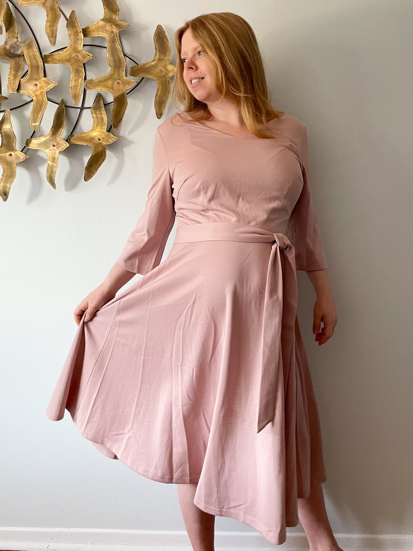 Dressystar Blush Pink Fit Flare 3/4 Sleeve Gown Dress NWT - 2XL