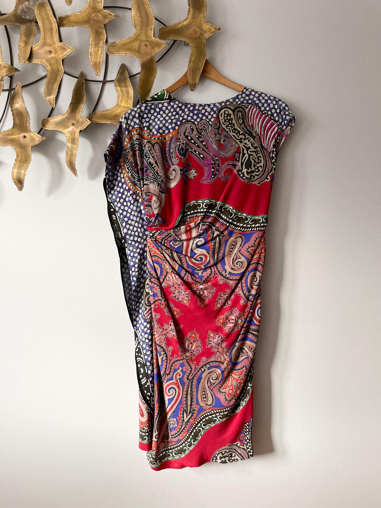 ETRO Print Sheath Dress with Asemmetrical Ruffles - Size EU 38 / XS