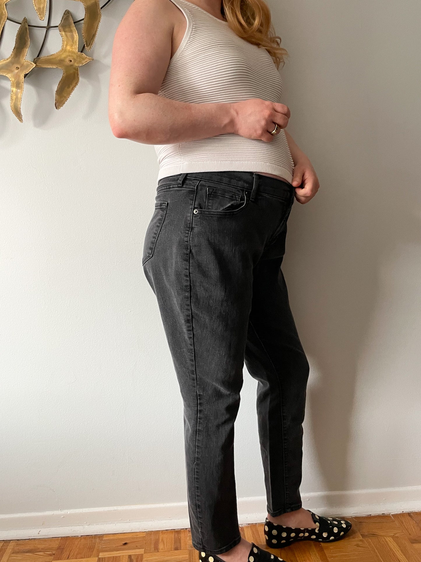 Old Navy Black Washed Curvy Denim High Rise Jeans - Size 14 Short